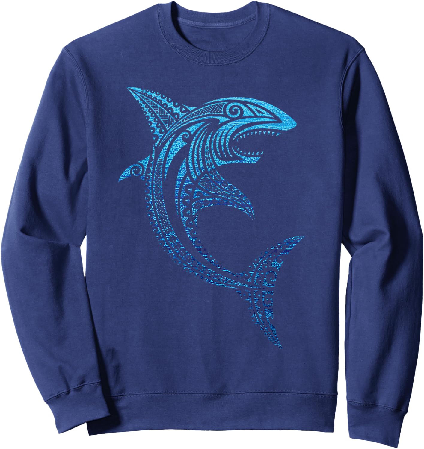 Artistic Tribal Shark Polynesian Tattoo Hawaiian Vacation Sweatshirt - Sweatshirt | Navy