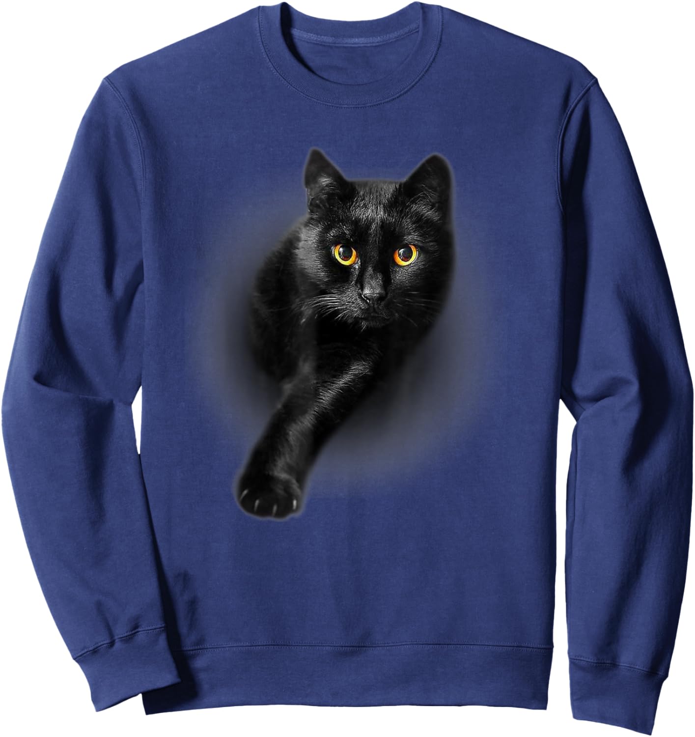 Cute Black Cat Yellow Eyes Cats Gifts Sweatshirt - Sweatshirt | Navy