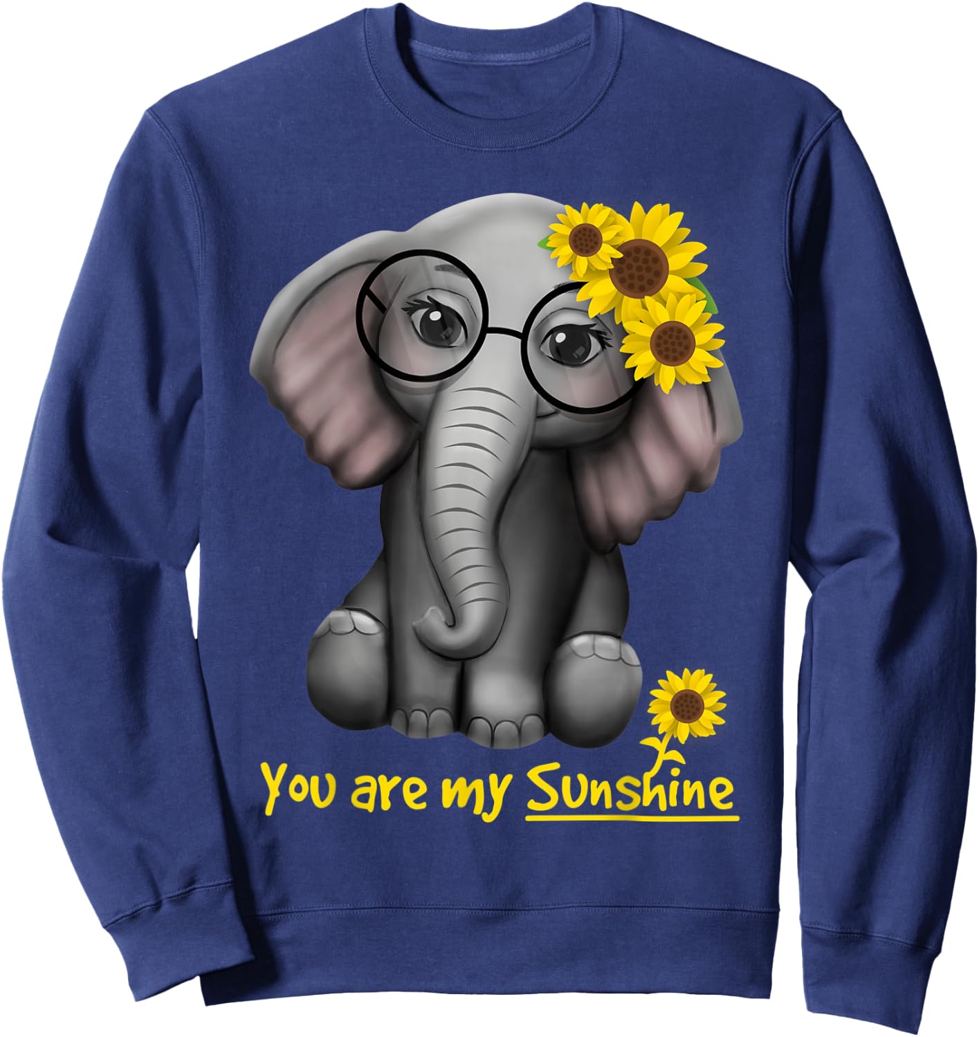 You Are My Sunshine Elephant Sunflower Clothing Women Kids Sweatshirt - Sweatshirt | Navy