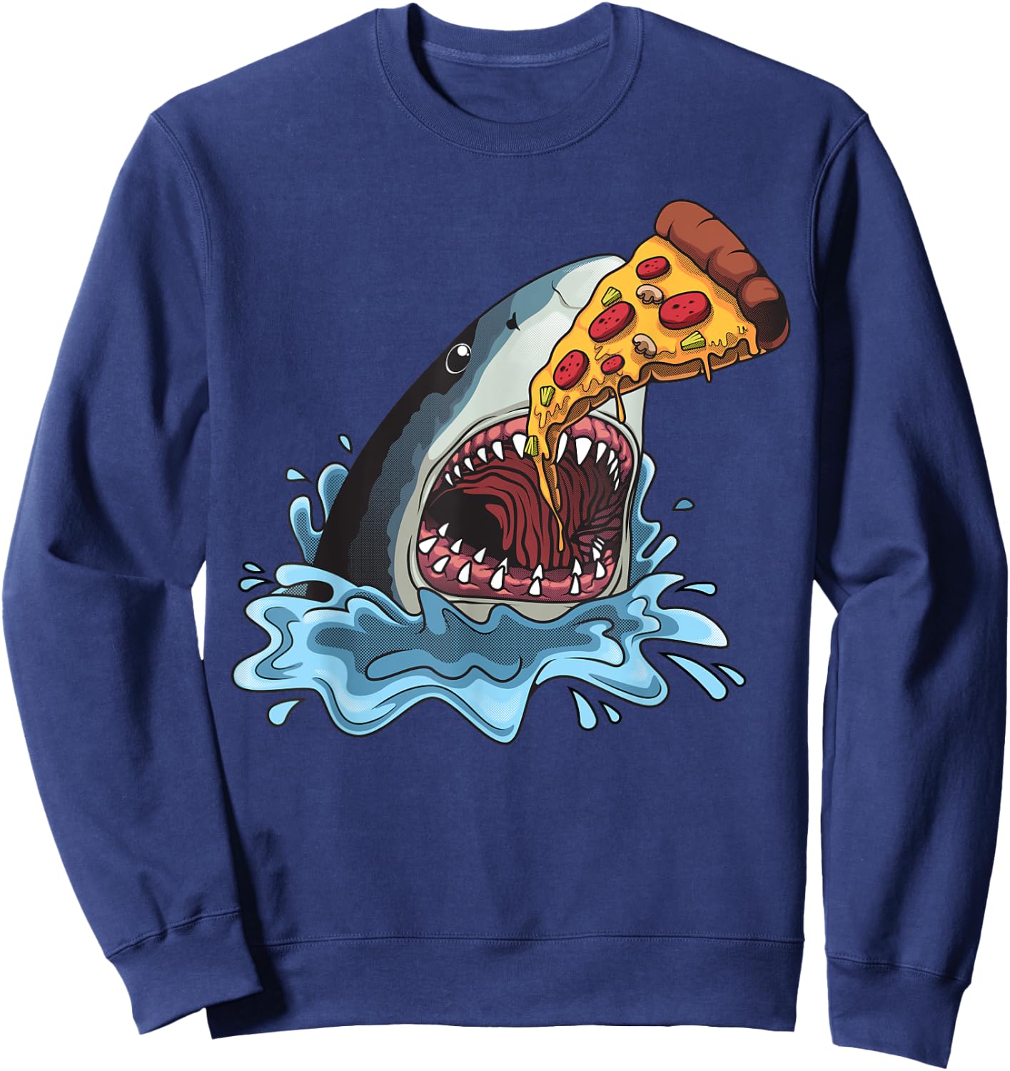 Funny Shark Pizza For Jawsome Shark Pizza Lover Men Women Sweatshirt - Sweatshirt | Navy