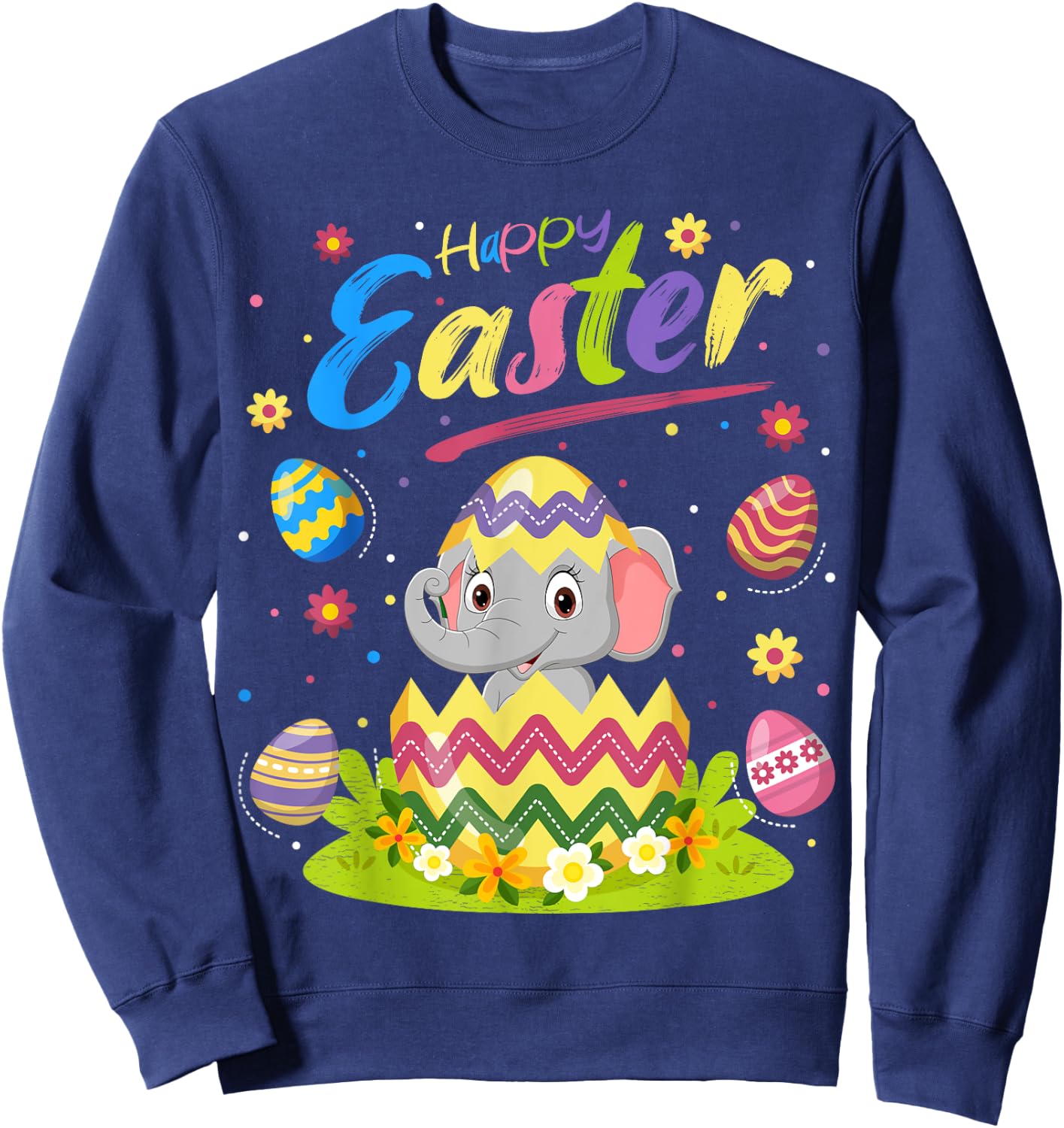 Elephant Lover Funny Easter Egg Elephant Happy Easter Sweatshirt - Sweatshirt | Navy