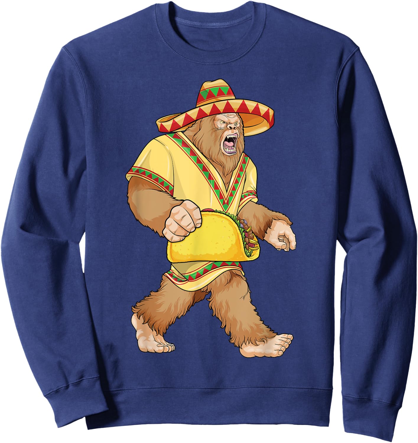 Bigfoot Taco Cinco de Mayo Mexican Bigfoot El Squatcho Boys Sweatshirt - Sweatshirt | Navy