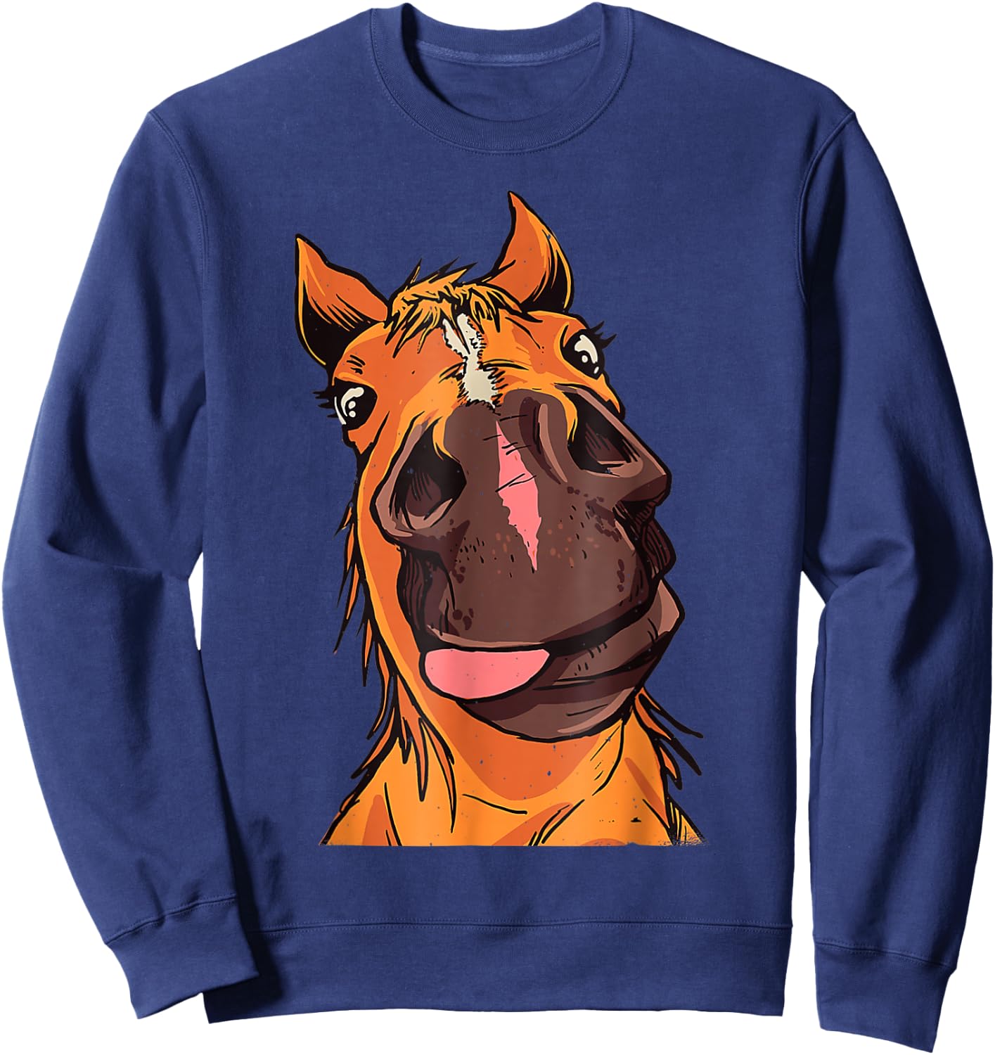 Funny Horse Face Close Up Rider Horse Riding Sweatshirt - Sweatshirt | Navy