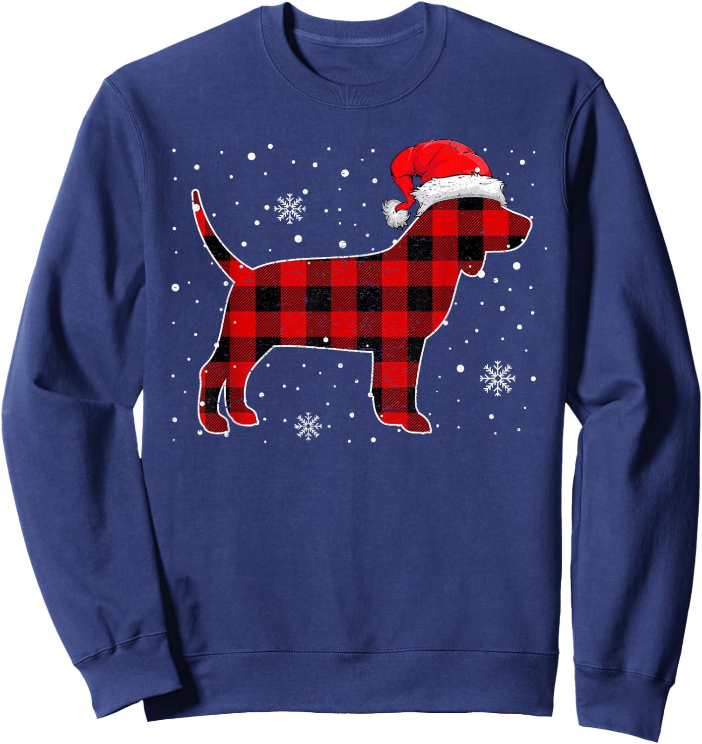Christmas Buffalo Plaid Dog Shirt, Christmas Beagle Pajama Sweatshirt - Sweatshirt | Navy