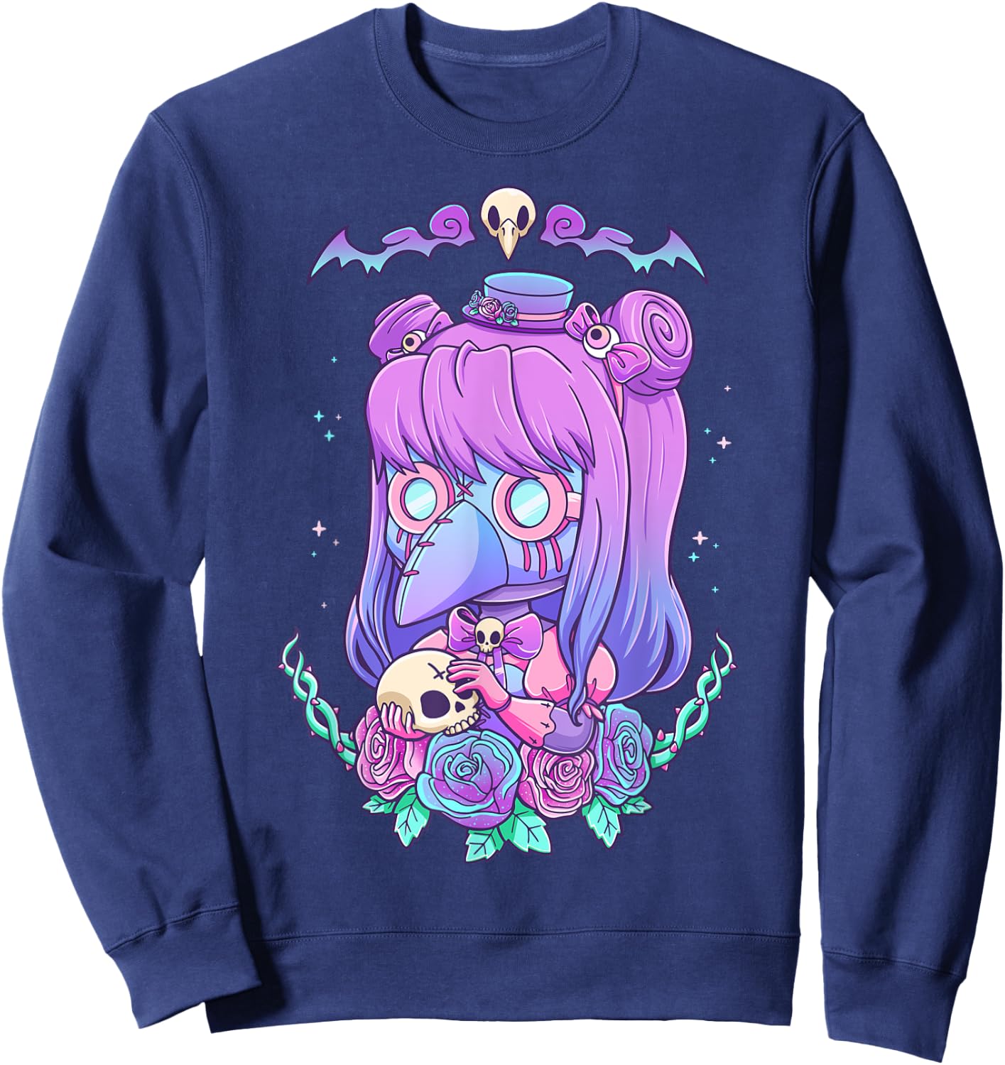 Pastel Goth Creepy Plague Doctress Kawaii Menhera Wiccan Sweatshirt - Sweatshirt | Navy