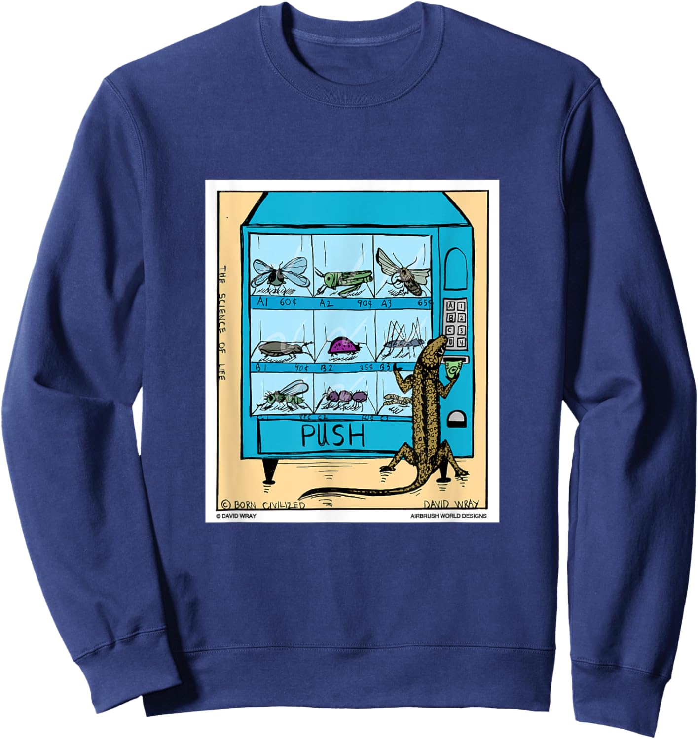 Lizard Using Insect Vending Machine Funny Reptile Gift Sweatshirt - Sweatshirt | Navy