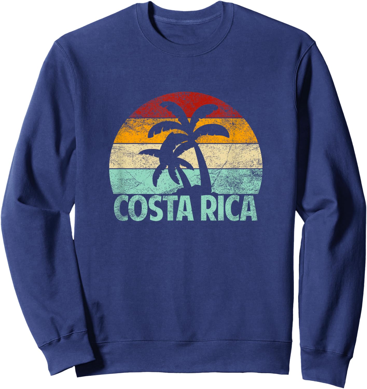 Costa Rica Beach Sunset Palm Tree Retro Vacation Costa Rica Sweatshirt - Sweatshirt | Navy