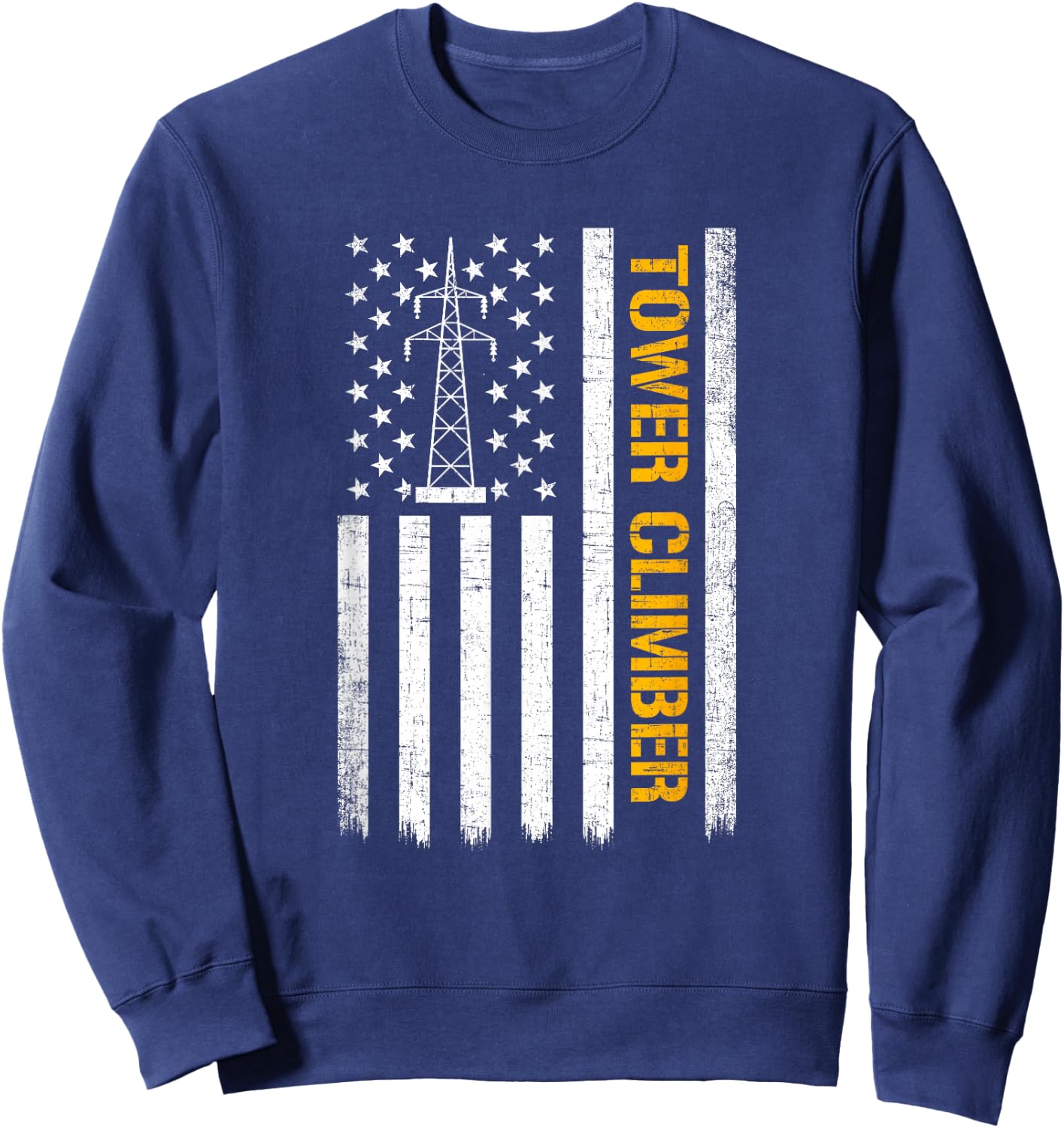 Tower Climber American Flag, Tower Climber Sweatshirt - Sweatshirt | Navy