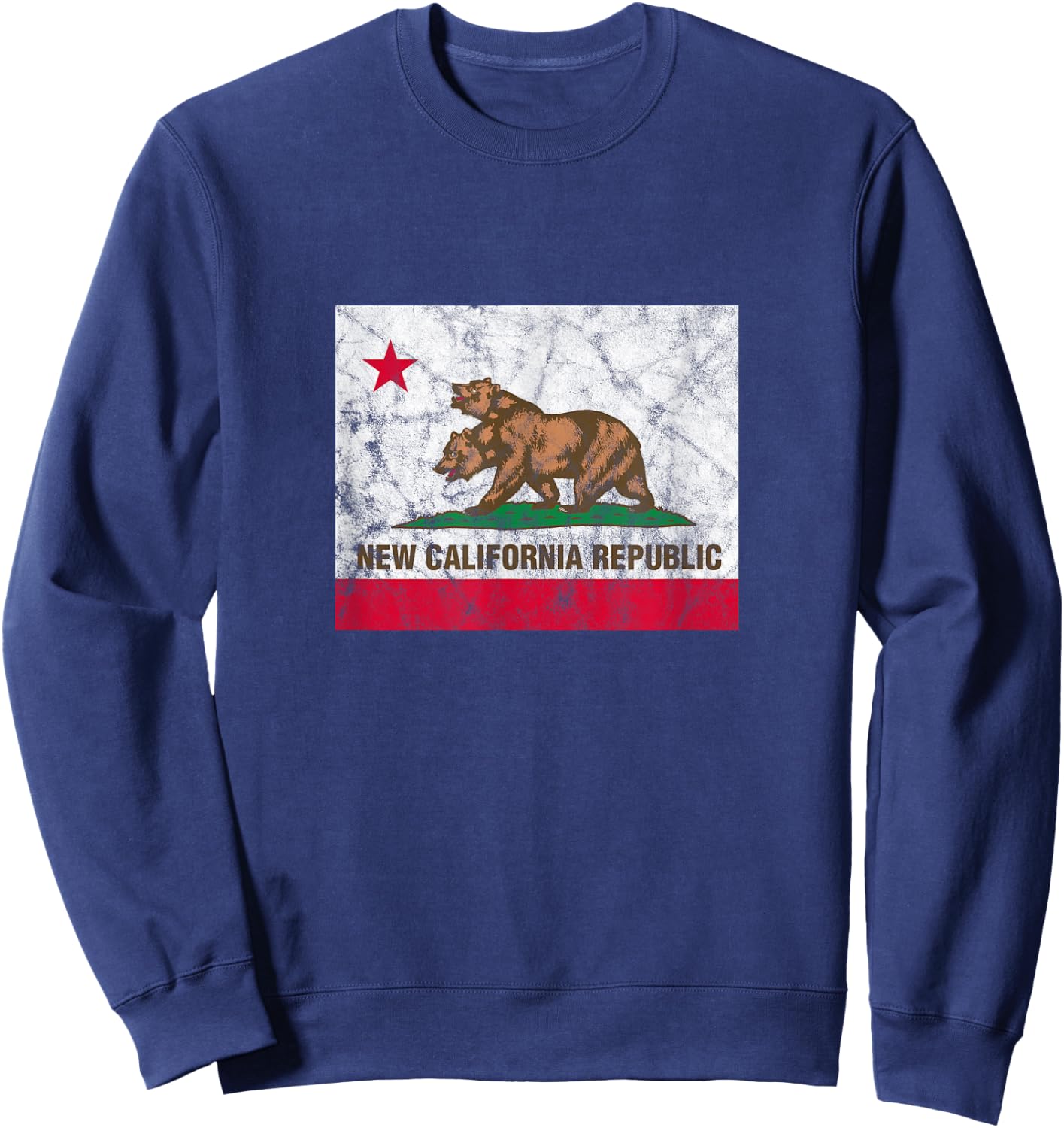 New California Republic NCR State Distressed Flag Sweatshirt - Sweatshirt | Navy