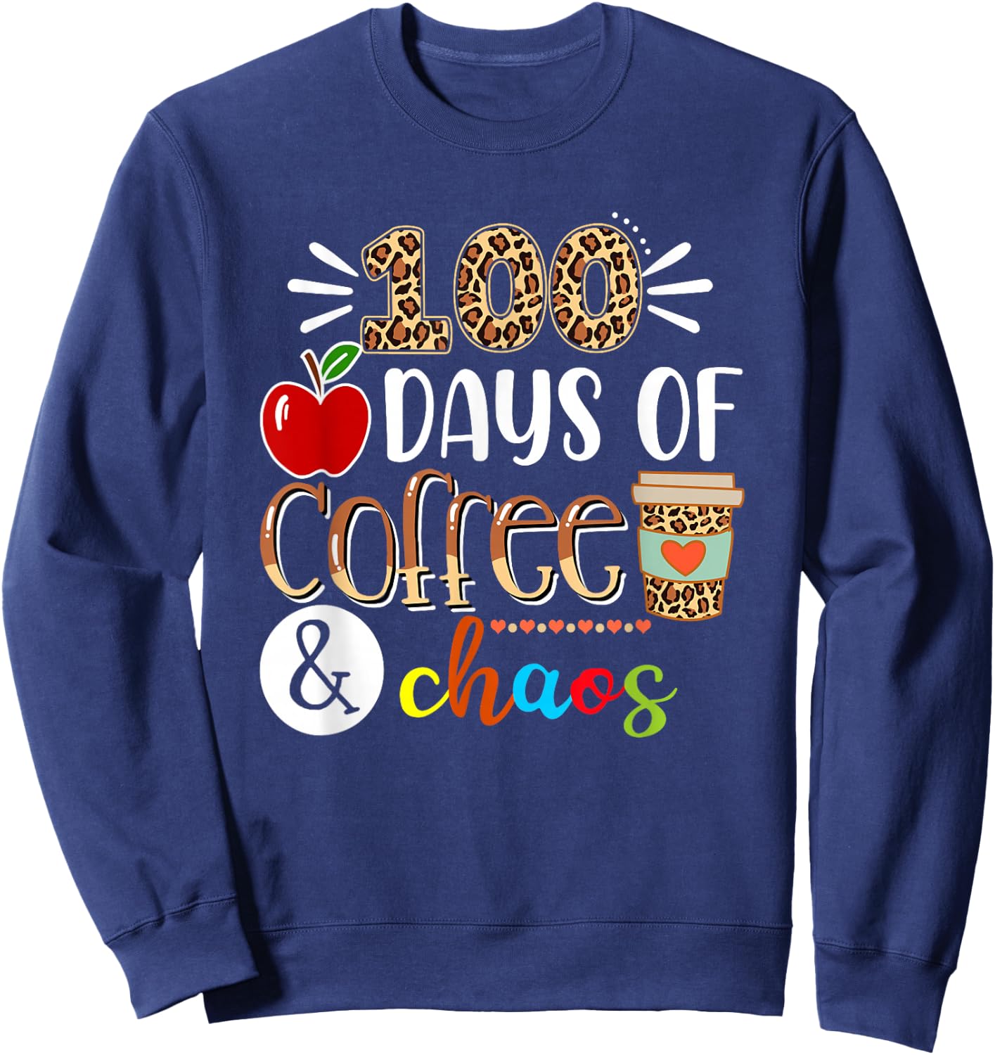 100 Days of School Gifts for Teacher, Teacher 100 Days Sweatshirt - Sweatshirt | Navy