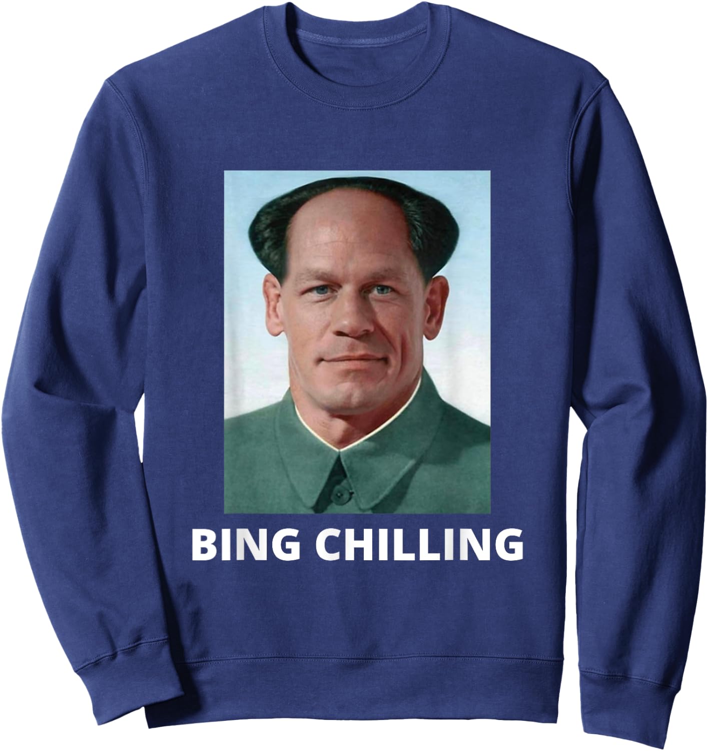 Bing Shi Ling Bing Chilling John Xina Ice Cream Chinese Meme Sweatshirt - Sweatshirt | Navy