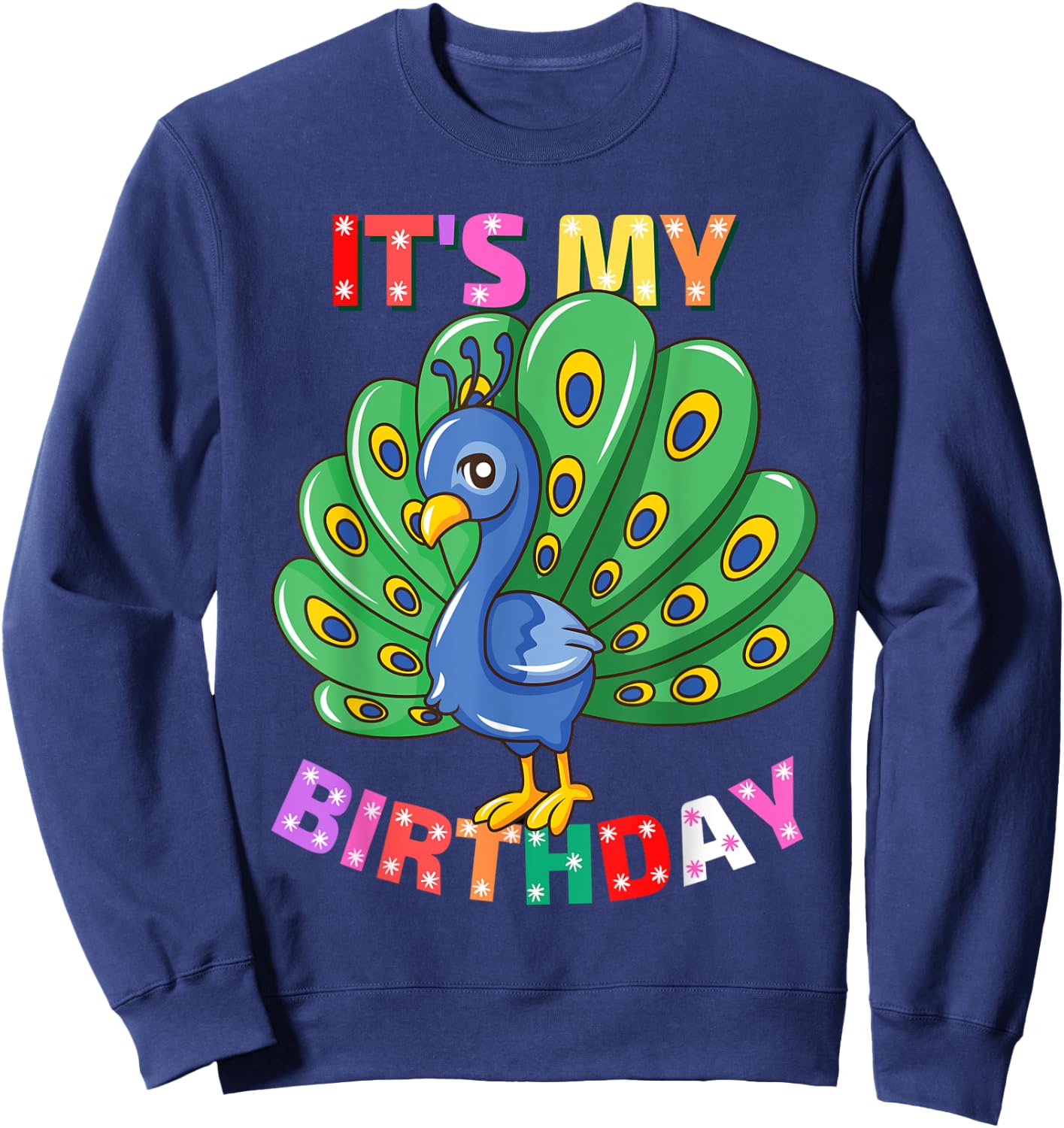 It's My Birthday Peacock Girls Birthday Peacock Sweatshirt - Sweatshirt | Navy