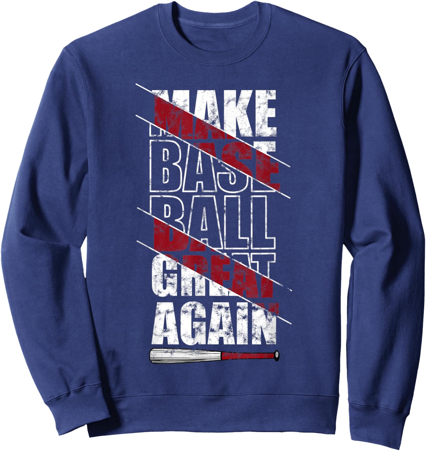 "Make Baseball Great Again" Vintage American Funny Baseball Sweatshirt - Sweatshirt | Navy
