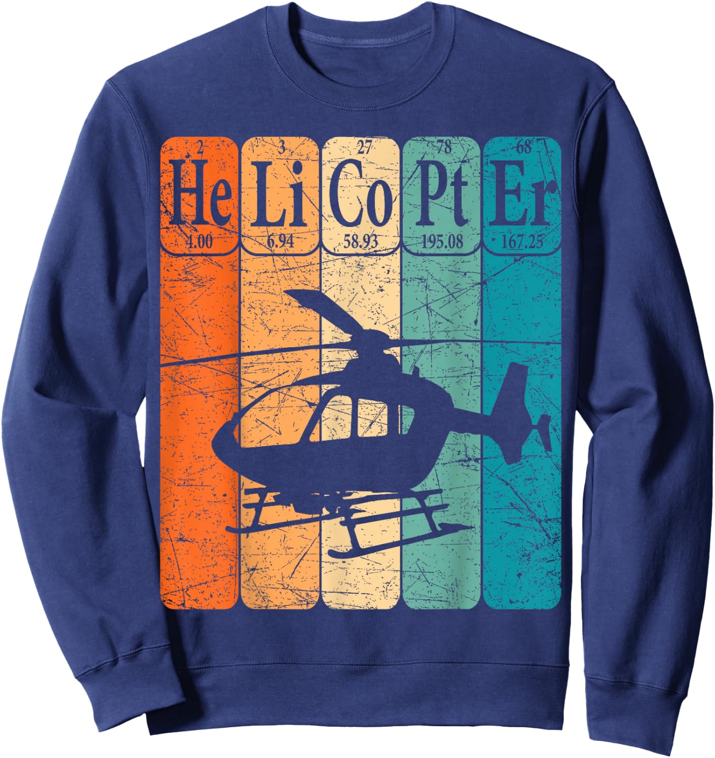 Helicopter Periodic Table Elements Aviation Helicopter Pilot Sweatshirt - Sweatshirt | Navy