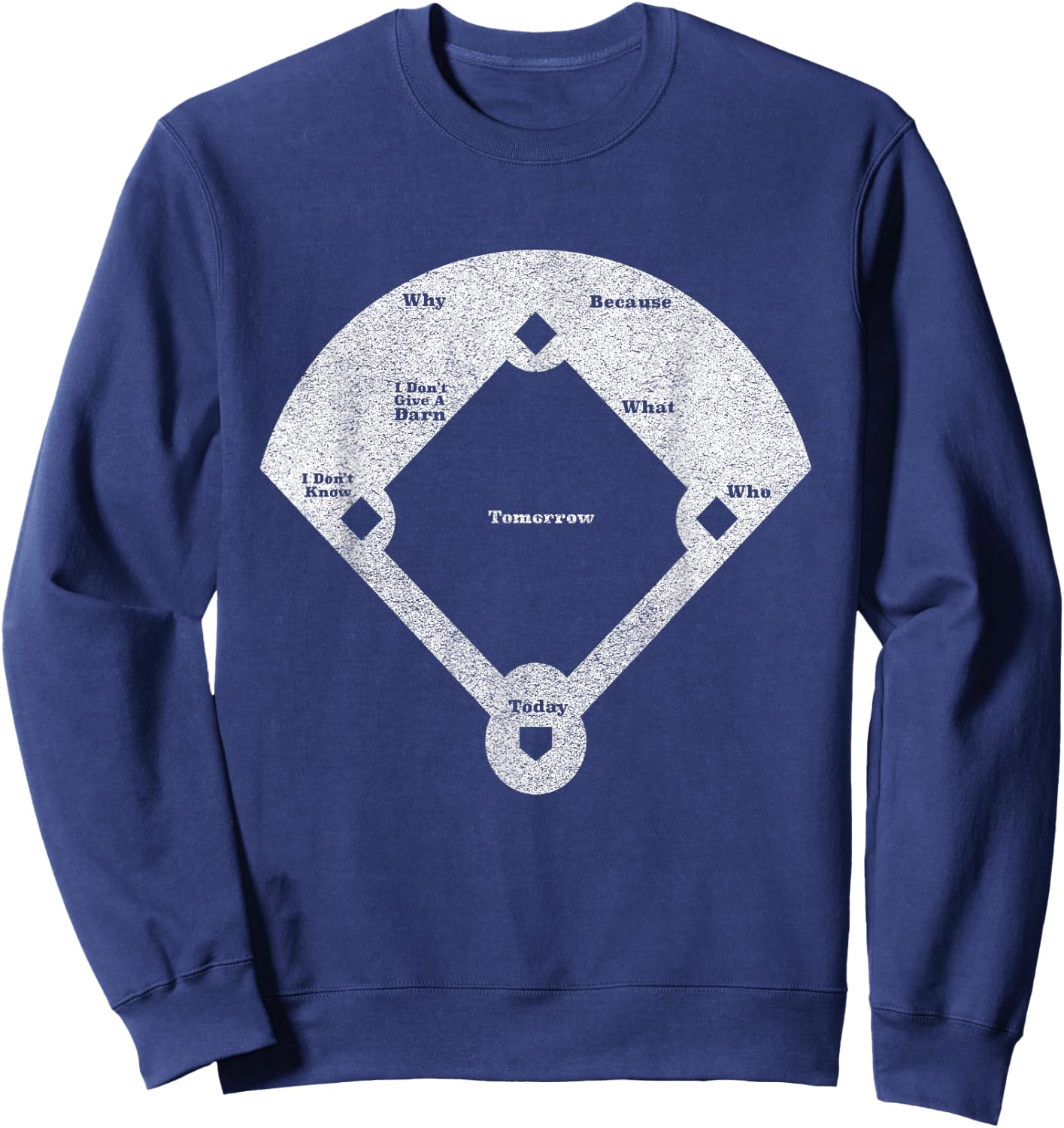 Funny Baseball Who's On First Distressed Sweatshirt - Sweatshirt | Navy