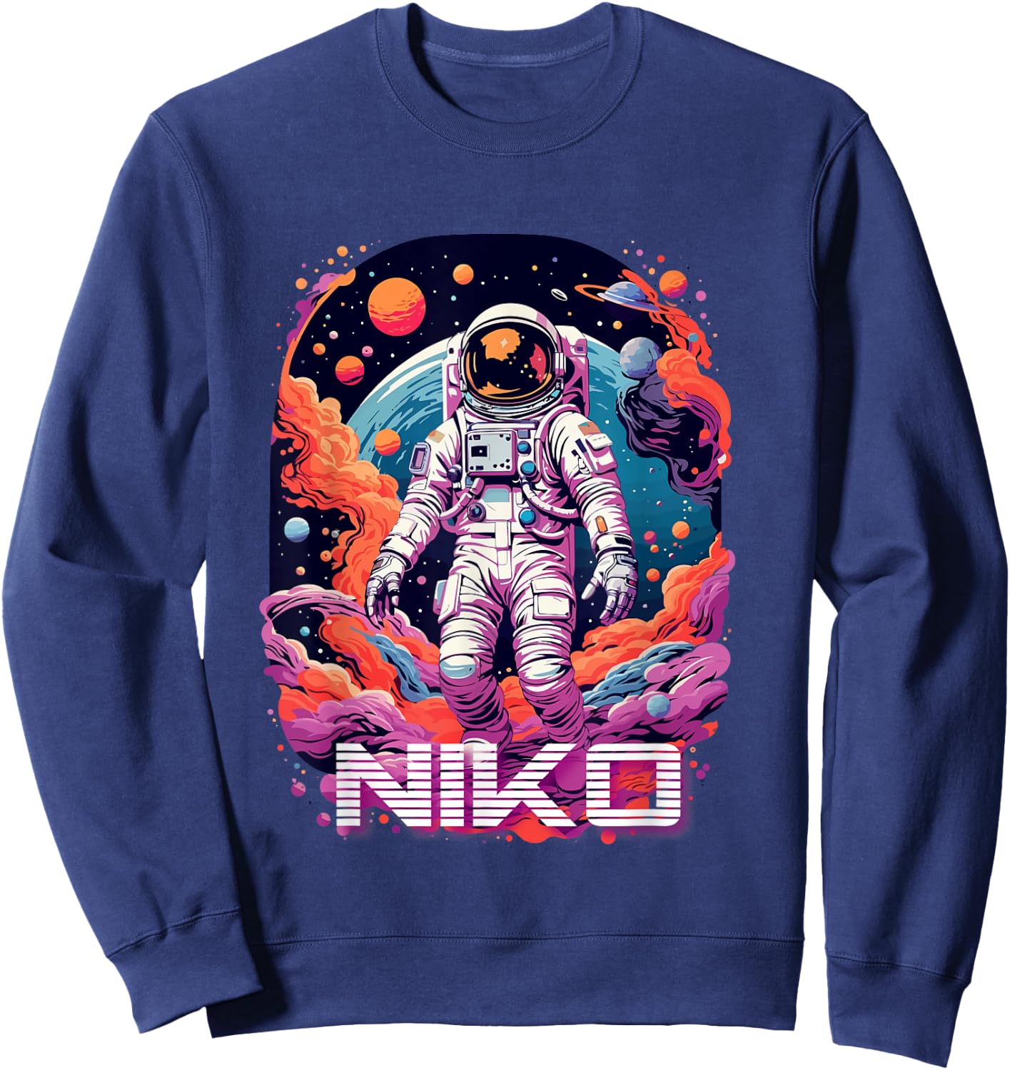 NIKO - Cute Boy Name with cool Astronaut Sweatshirt - Sweatshirt | Navy