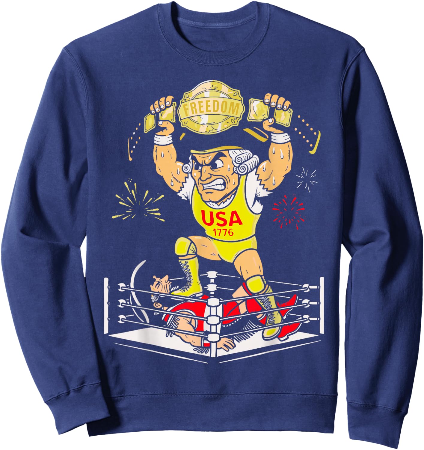 250 Years George Washington Wrestling USA 1776 4th of July Sweatshirt - Sweatshirt | Navy