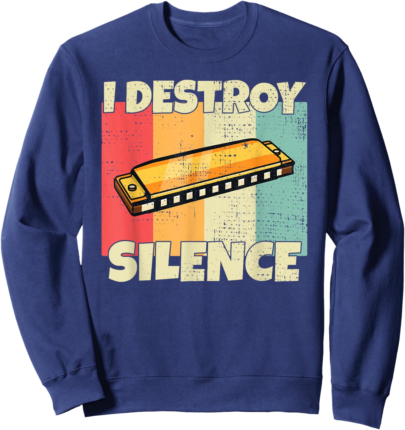 Funny Harmonica instrument I Destroy Silence for Harmonica Sweatshirt - Sweatshirt | Navy