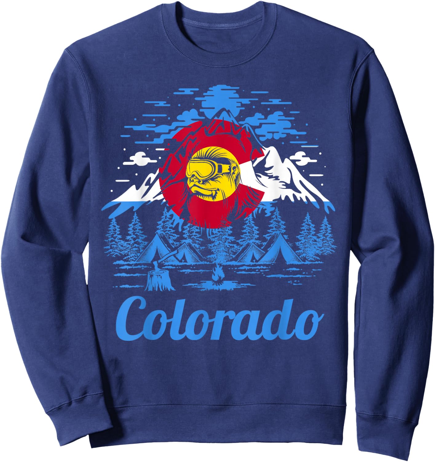 Colorado Big Foot Mountain Graphic Design Sweatshirt - Sweatshirt | Navy