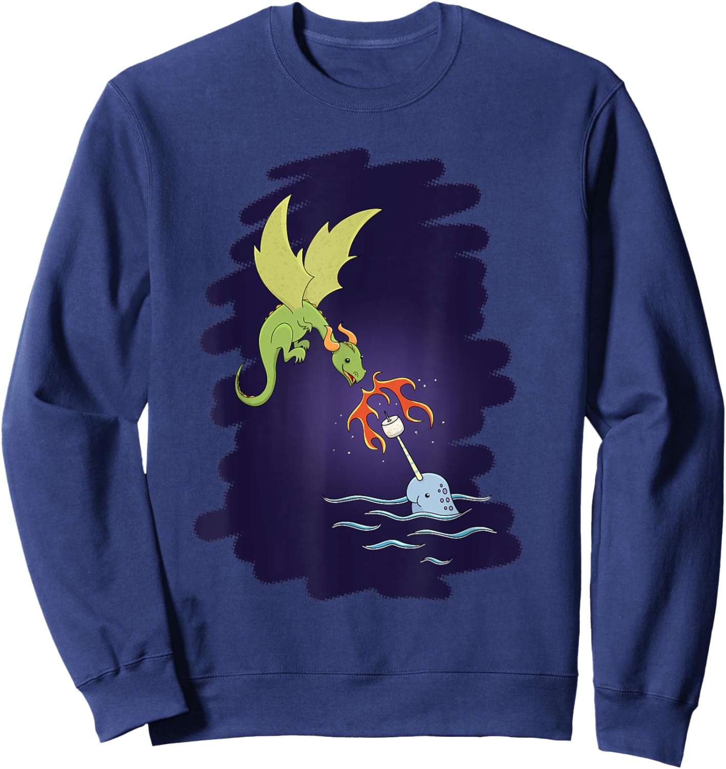 Dragon & Narwhal Campfire Marshmallow Roast, Teamwork Sweatshirt - Sweatshirt | Navy