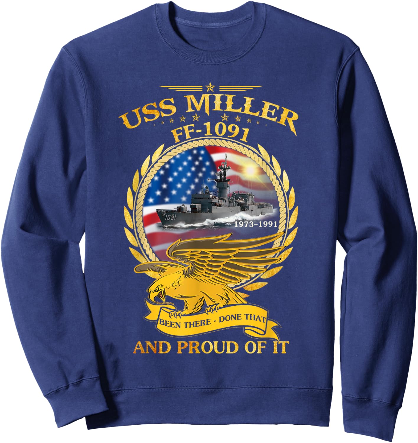 USS Miller (FF-1091) Sweatshirt - Sweatshirt | Navy