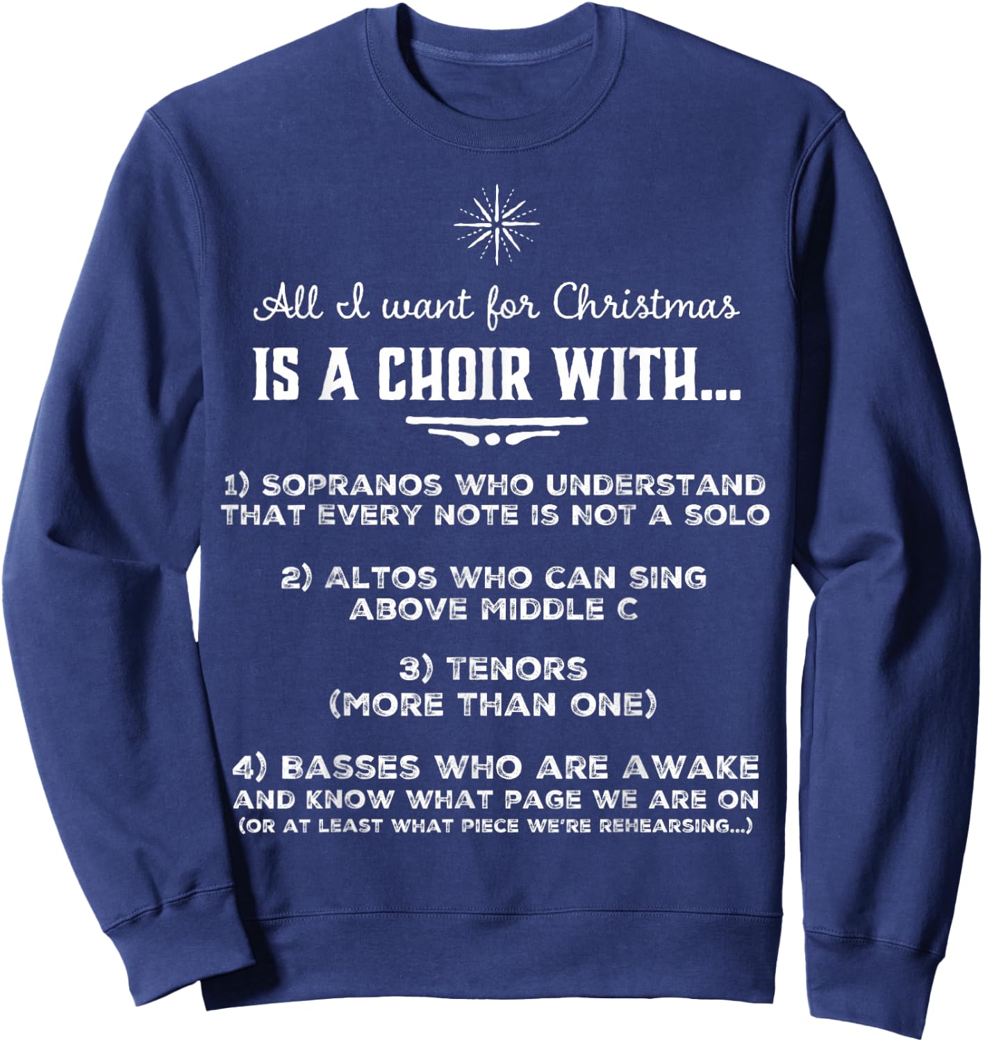 Choir People United Funny Choir Director - Black, Small, , Short Sleeve, Classic Fit, Christmas, Celebration Sweatshirt - Sweatshirt | Navy