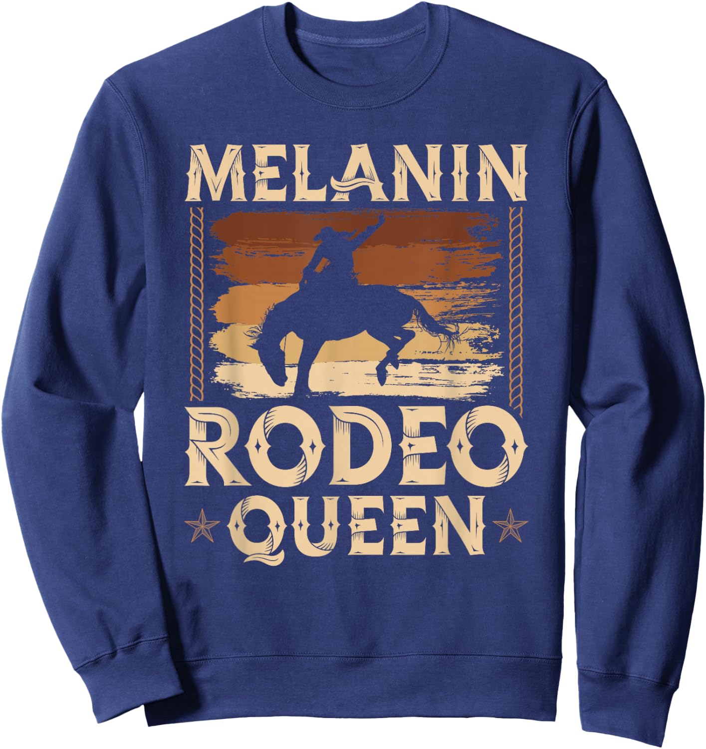 Bronc Riding Melanin Rodeo Queen African American Cowgirl Sweatshirt - Sweatshirt | Navy