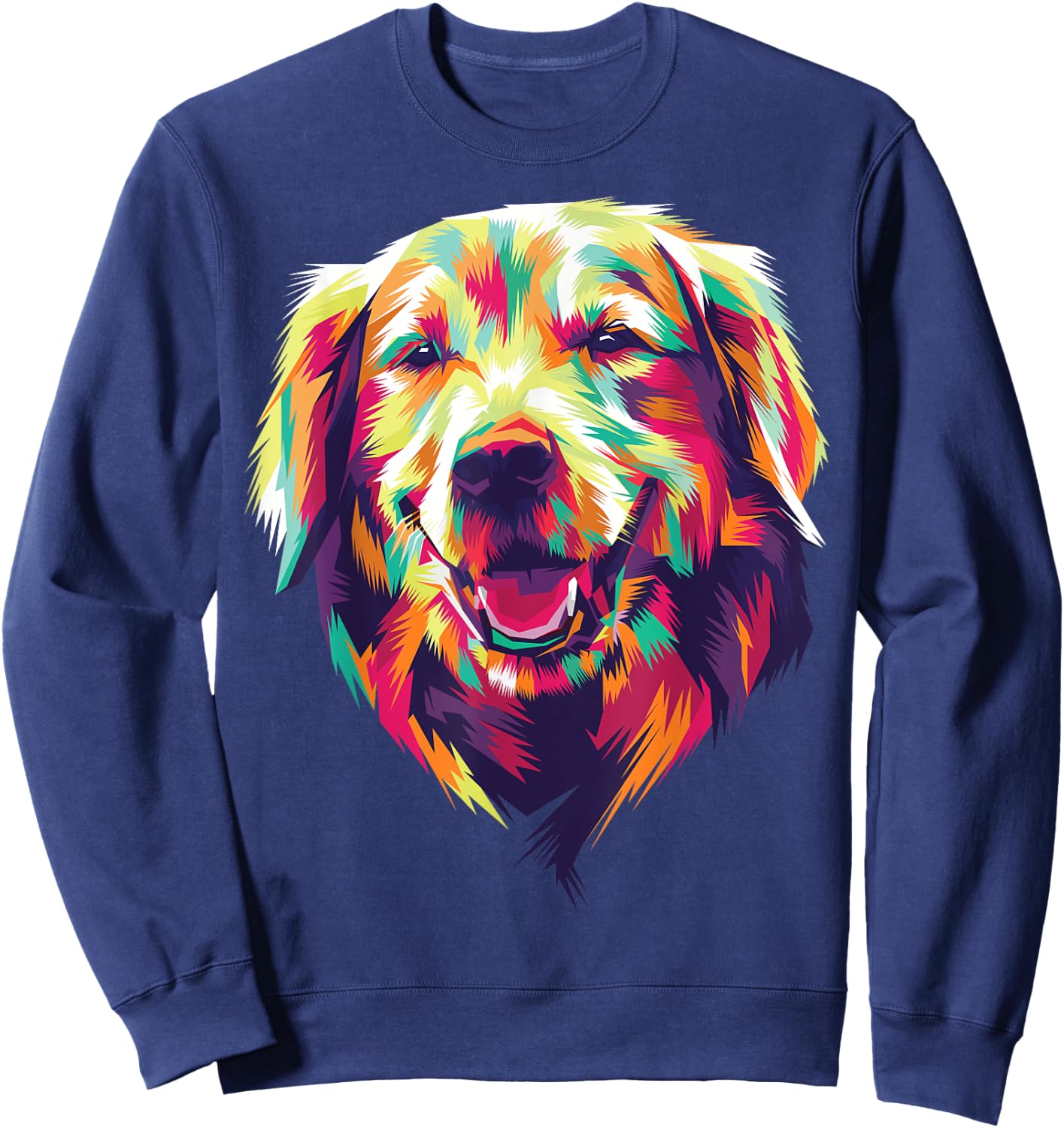 colorful Golden Retriever head face dog for lovers of dogs Women Kids Sweatshirt - Sweatshirt | Navy