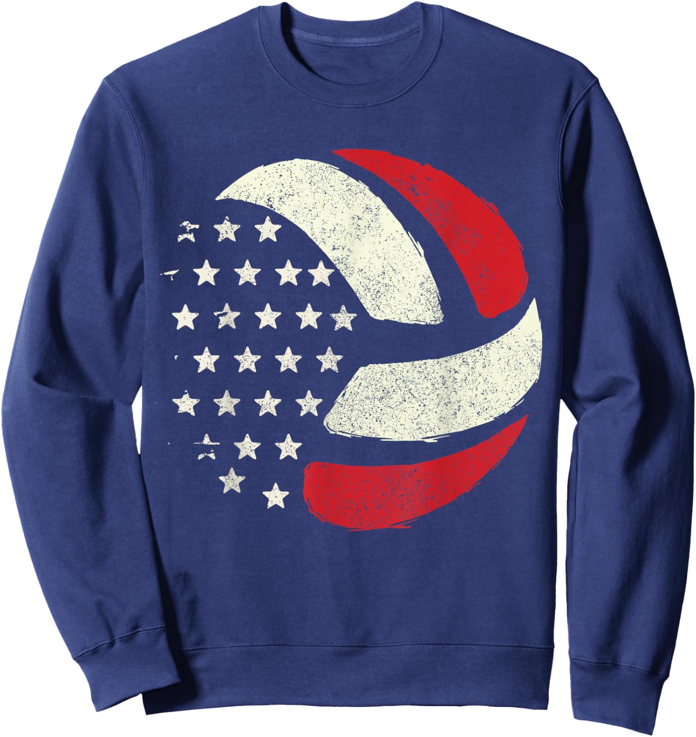 American Flag Patriotic 4th of July Volleyball Player Women Men Sweatshirt - Sweatshirt | Navy