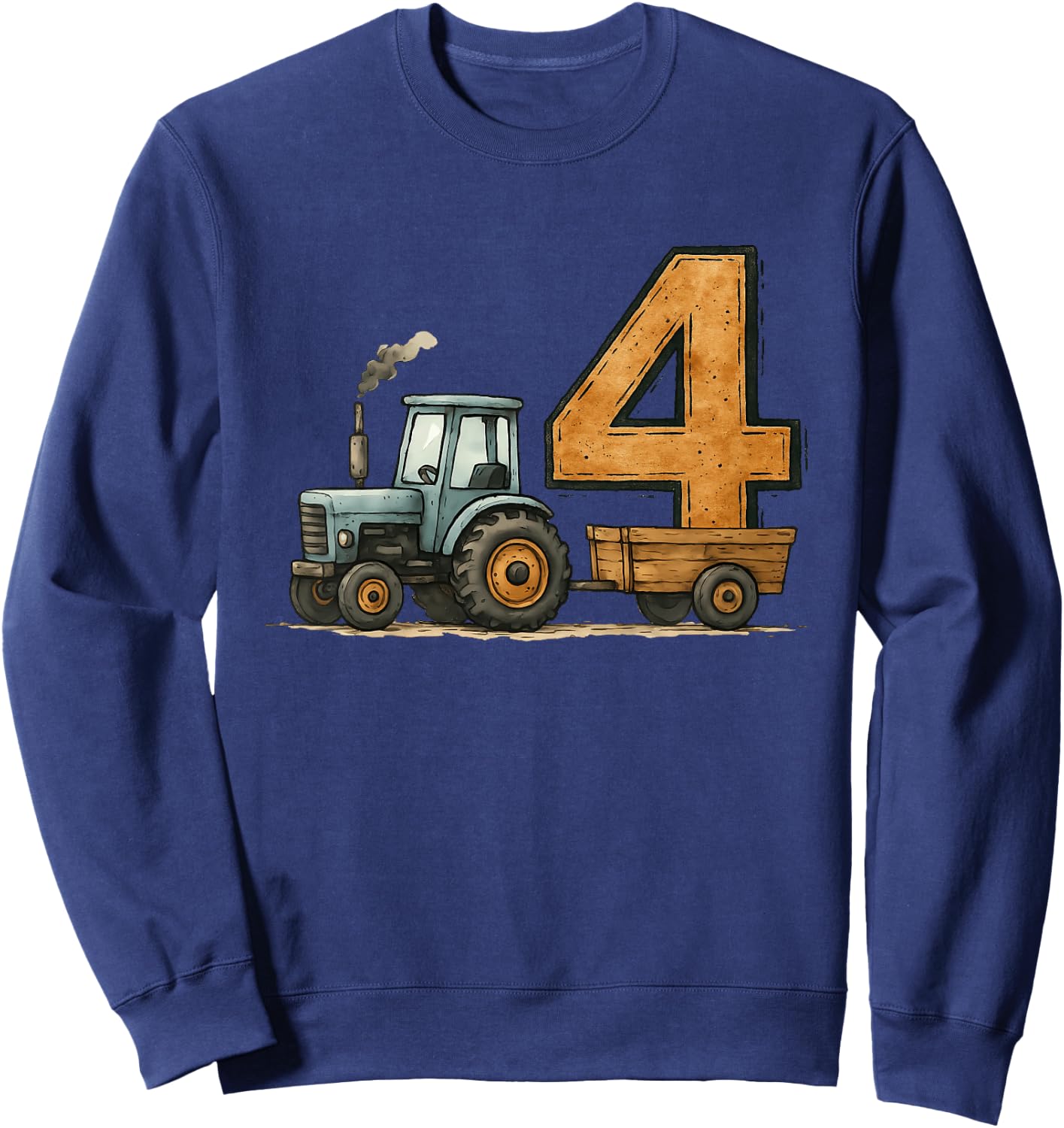 Kids Cute Tractor 4rd Birthday 4 Year Old Kids Sweatshirt - Sweatshirt | Navy