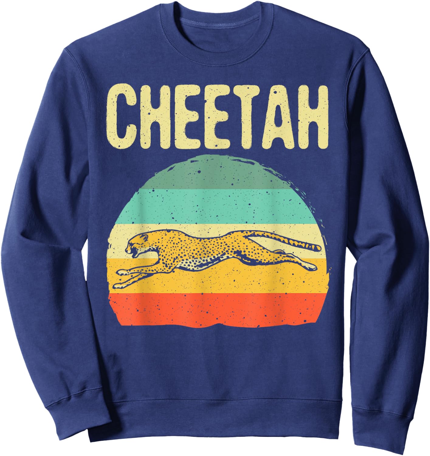 Funny Vintage Cheetah Art Boys Girls Leopard Safari Wildlife Sweatshirt - Sweatshirt | Navy