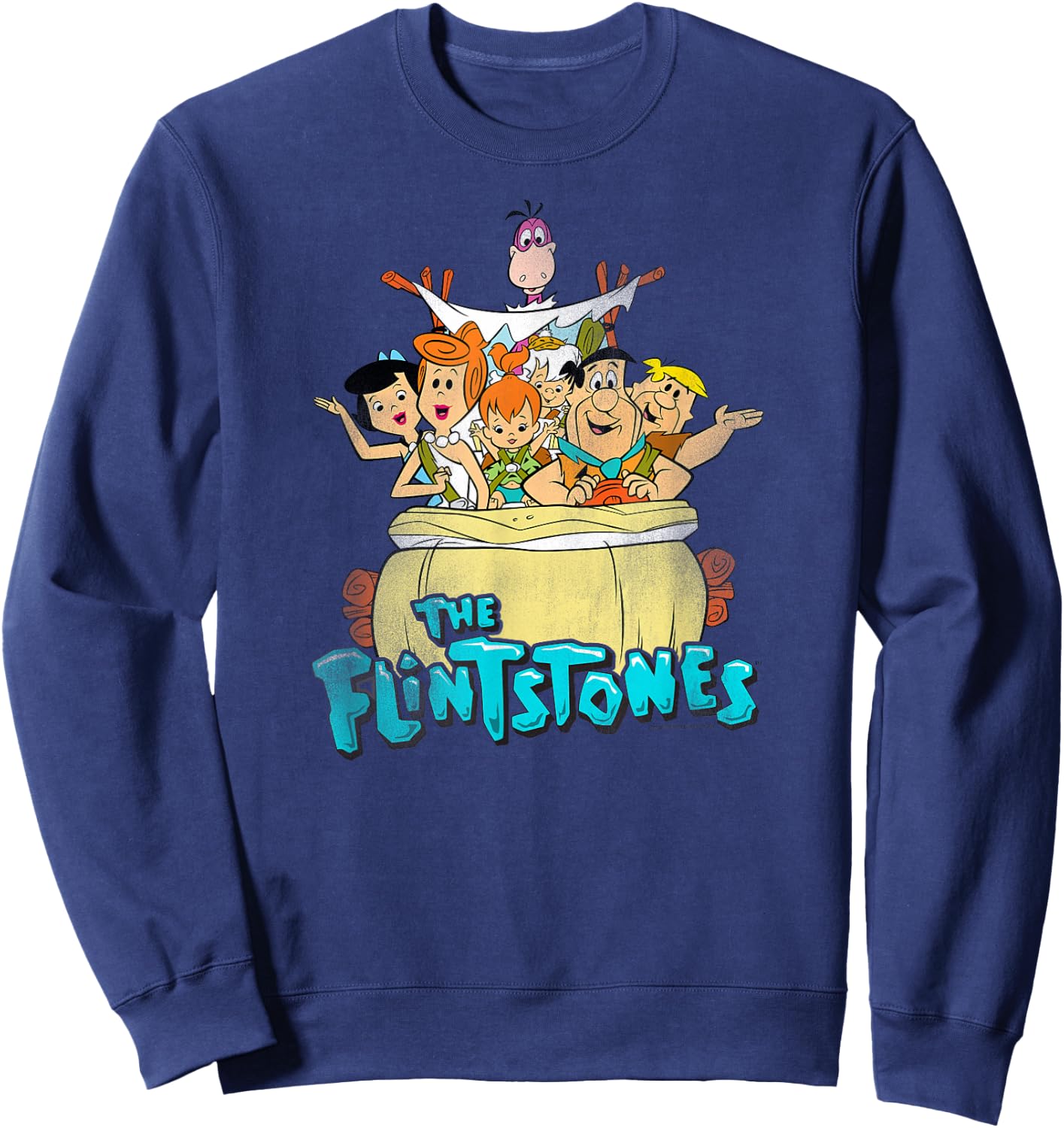 Popfunk The Flintstones Ride On Kids Blue Small Cartoon Sweatshirt - Sweatshirt | Navy