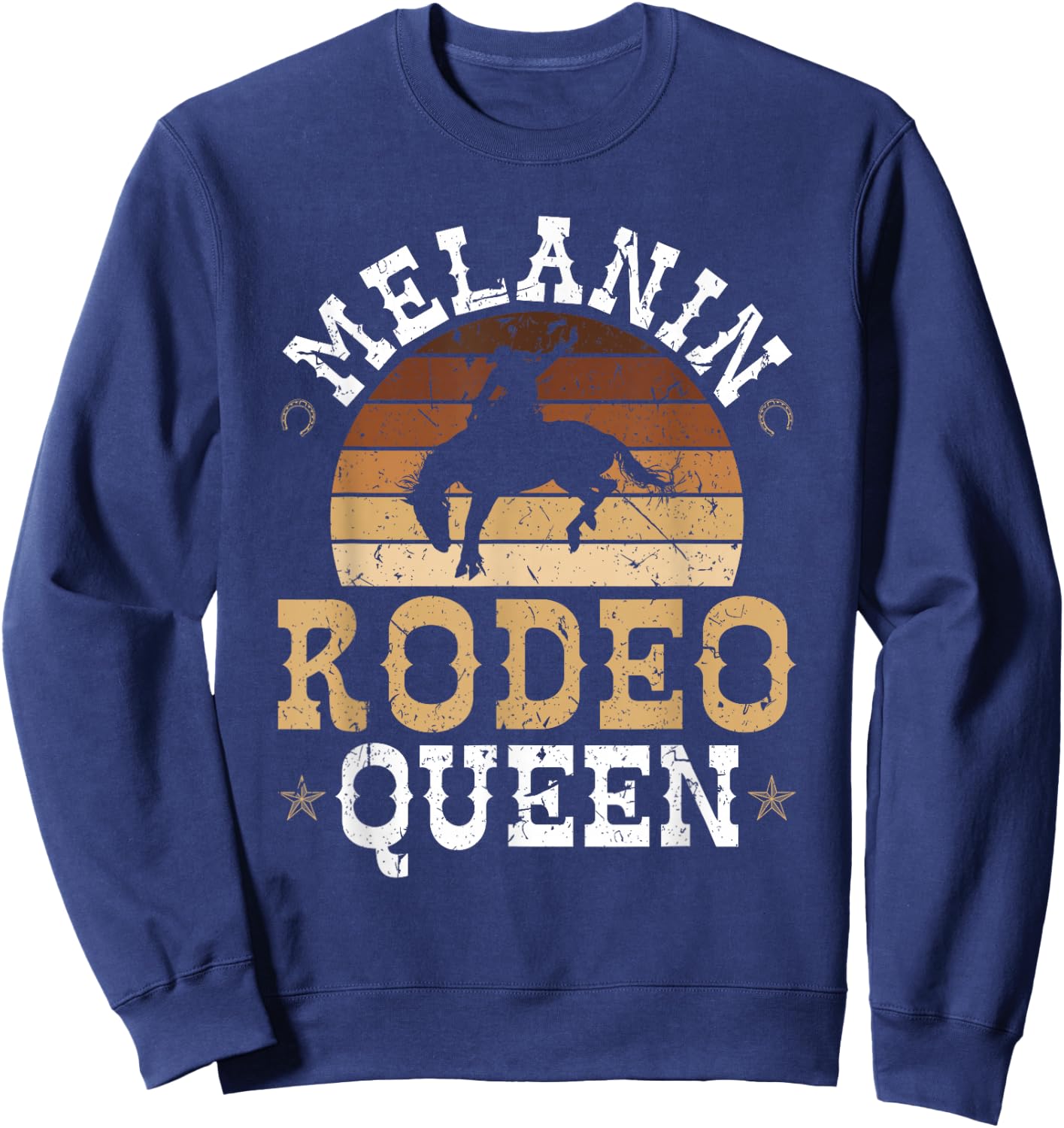 Melanin Rodeo Queen Bronc Rides African American Cowgirl Sweatshirt - Sweatshirt | Navy