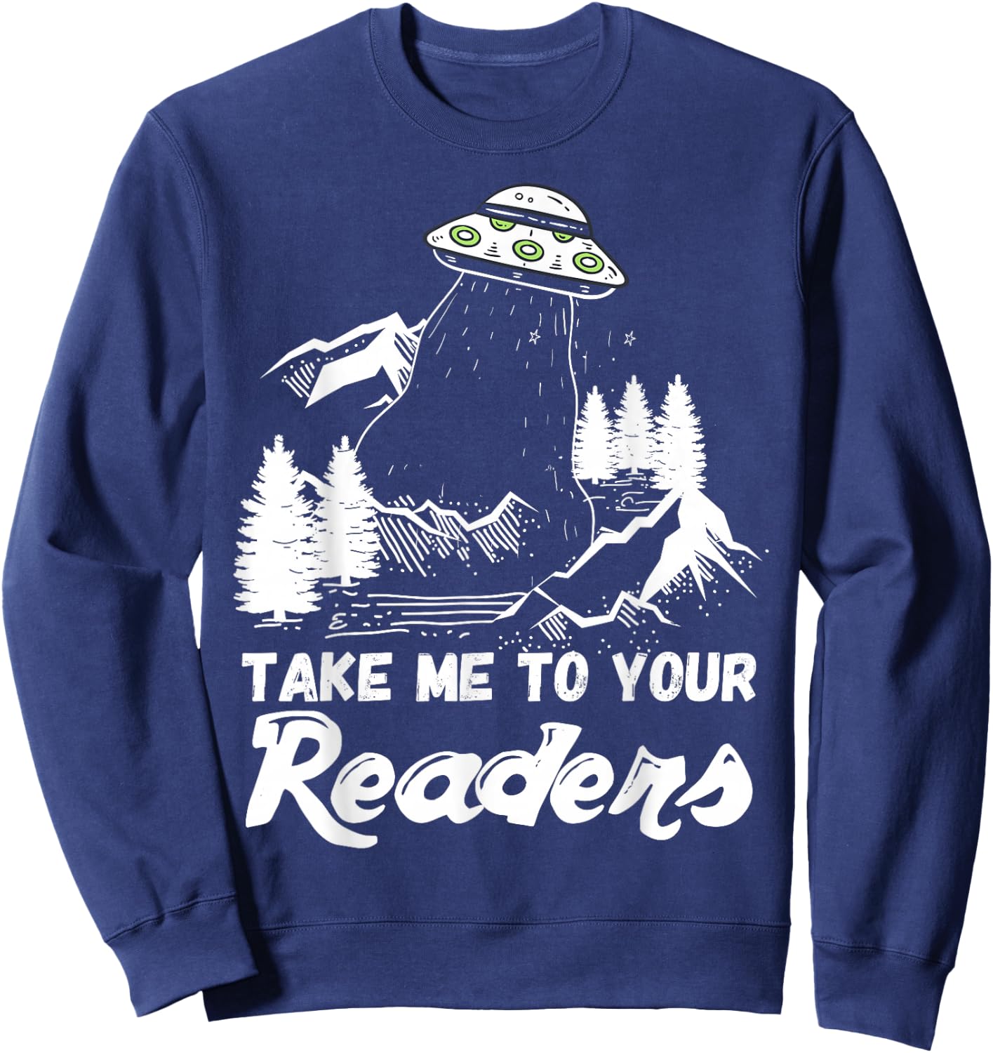 English Teacher Library Fun Alien Reading Gift Sweatshirt - Sweatshirt | Navy