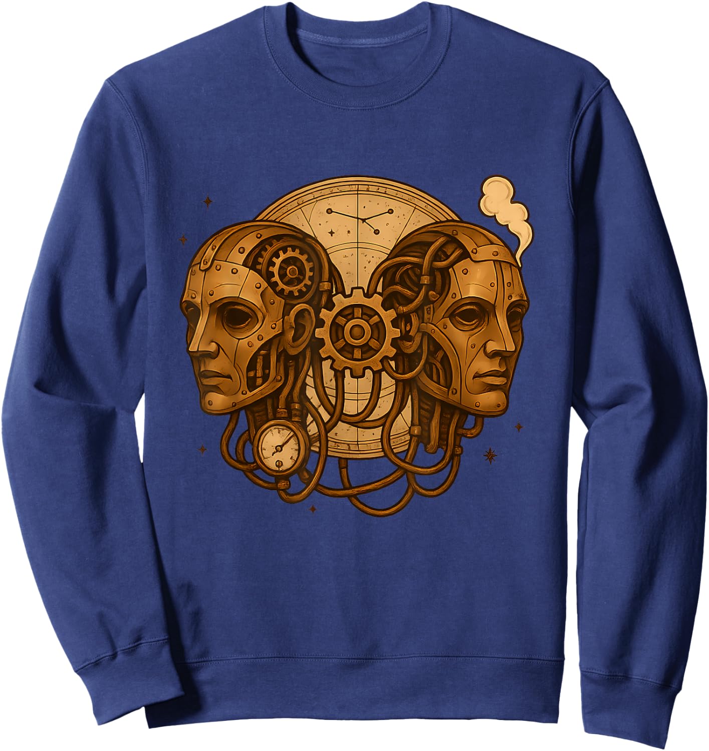 Gemini Steampunk Zodiac Twins Gear Sweatshirt - Sweatshirt | Navy