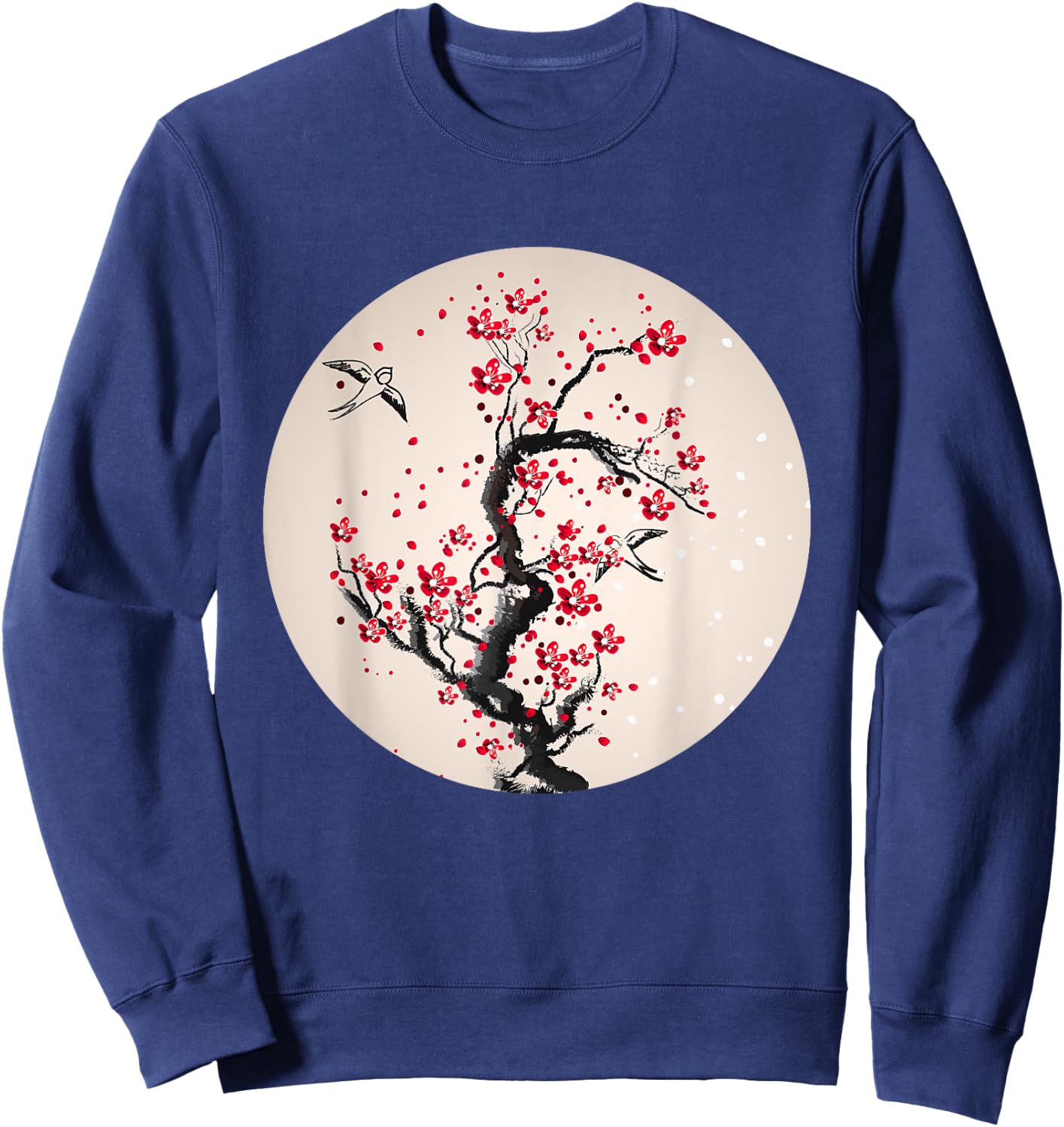 Watercolor Cherry Blossom Tree Sweatshirt - Sweatshirt | Navy
