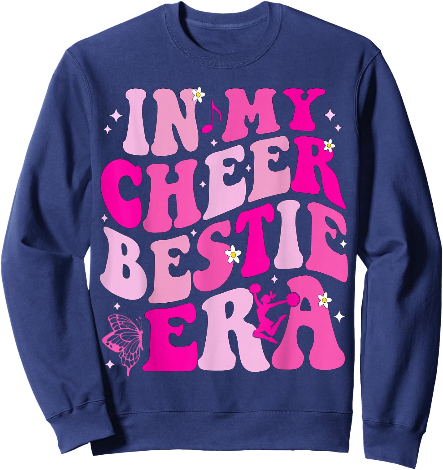 In My Cheer Bestie Era Kids Girls Boys Cheerleader Cheering Sweatshirt - Sweatshirt | Navy