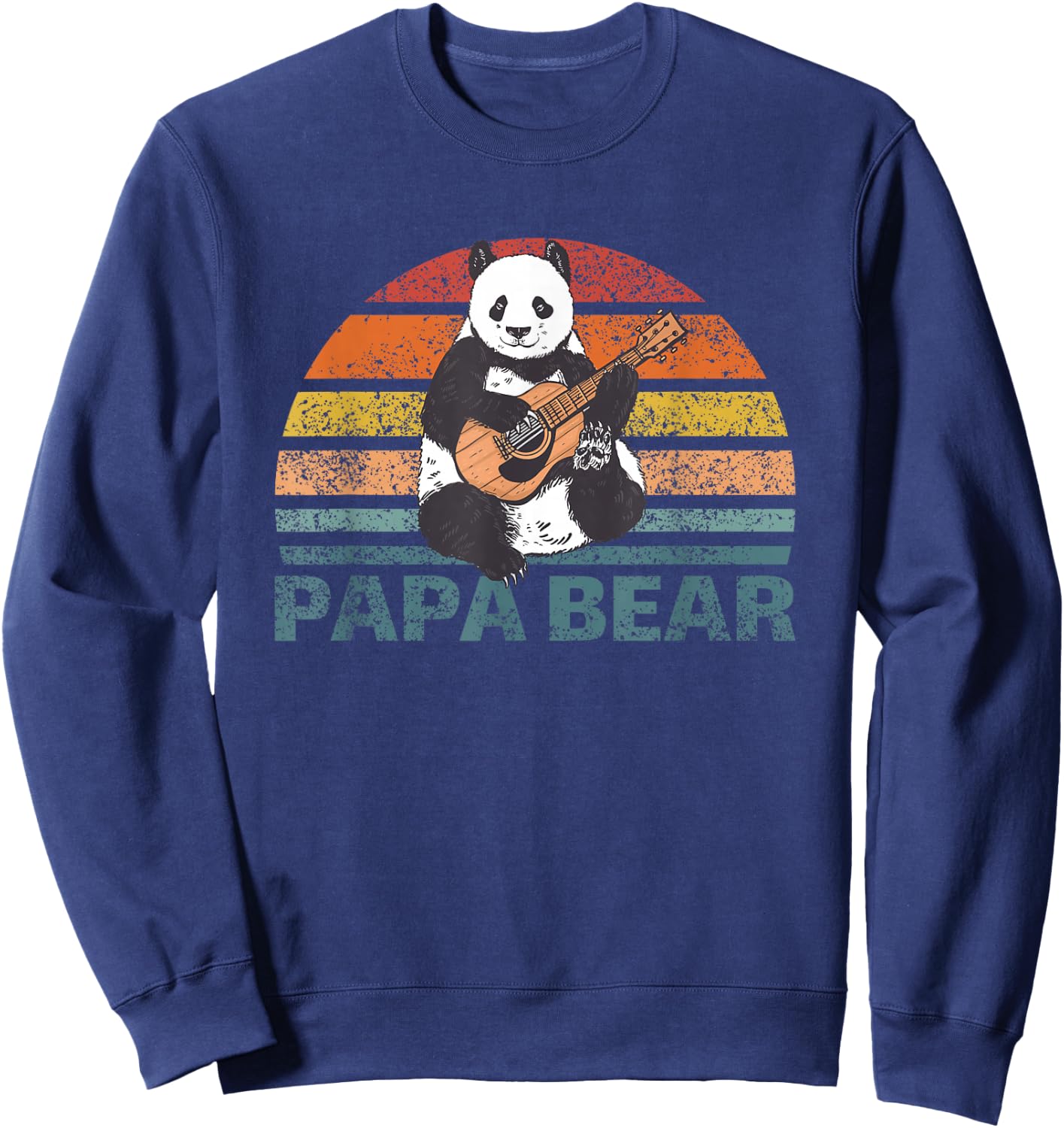 Papabear Father's Day Best Papa Plays Guitar Papa Panda Sweatshirt - Sweatshirt | Navy