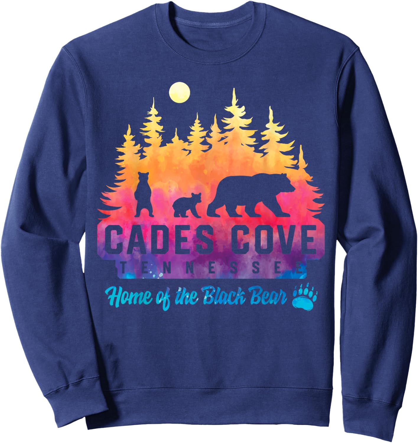 Cades Cove Tennessee Bear Great Smoky Mountains Tie Dye Sweatshirt - Sweatshirt | Navy