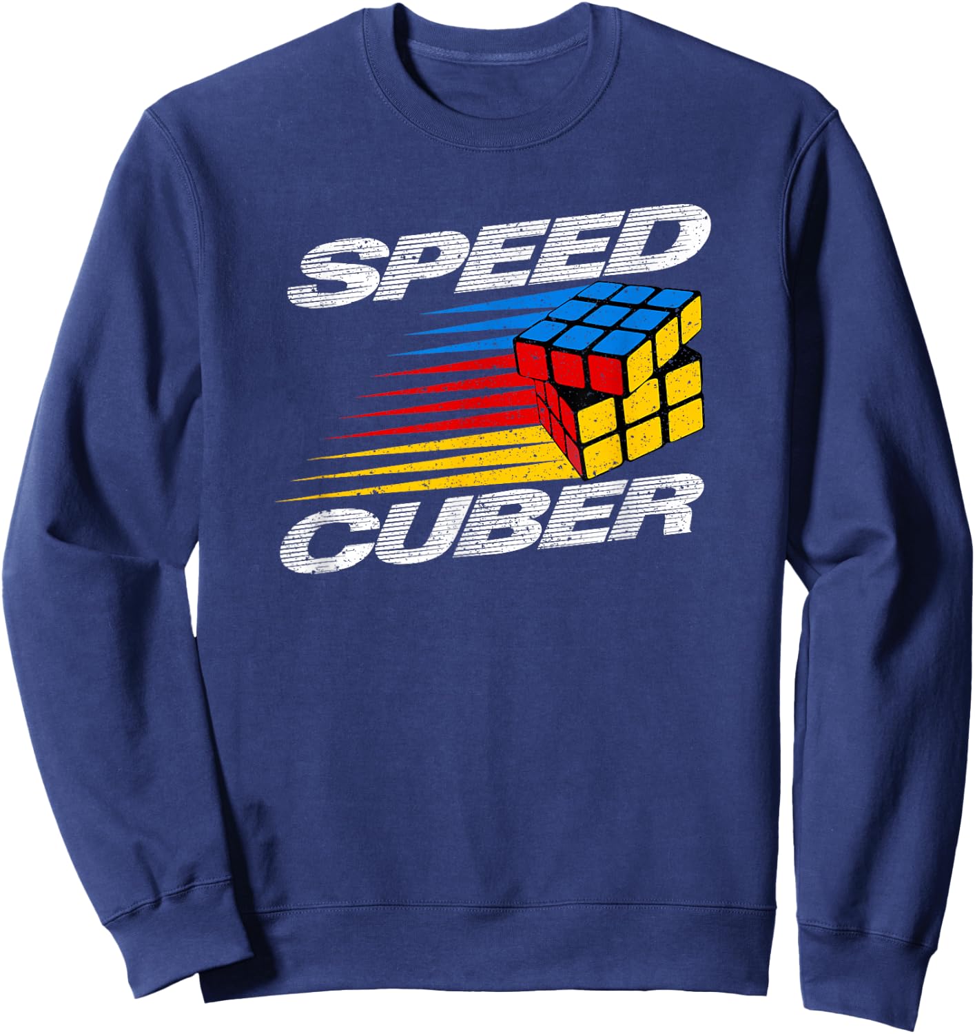 The Melting Cube - Competitive Speed Cubing Merch -Adults, Kids Black 3x3 Cube Math Game Sweatshirt - Sweatshirt | Navy