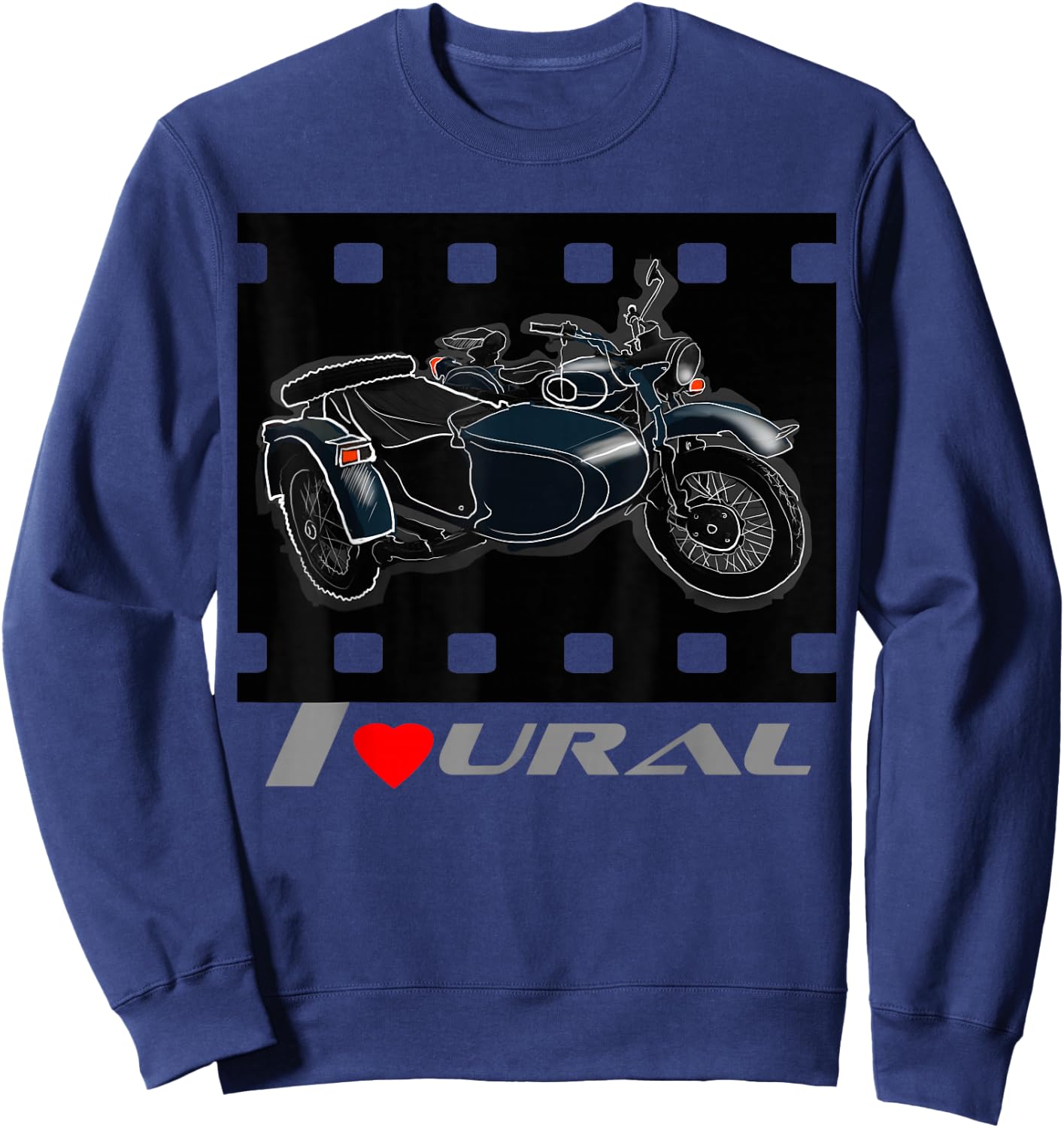 I love URAL for russian retro motorcycles lovers Sweatshirt - Sweatshirt | Navy