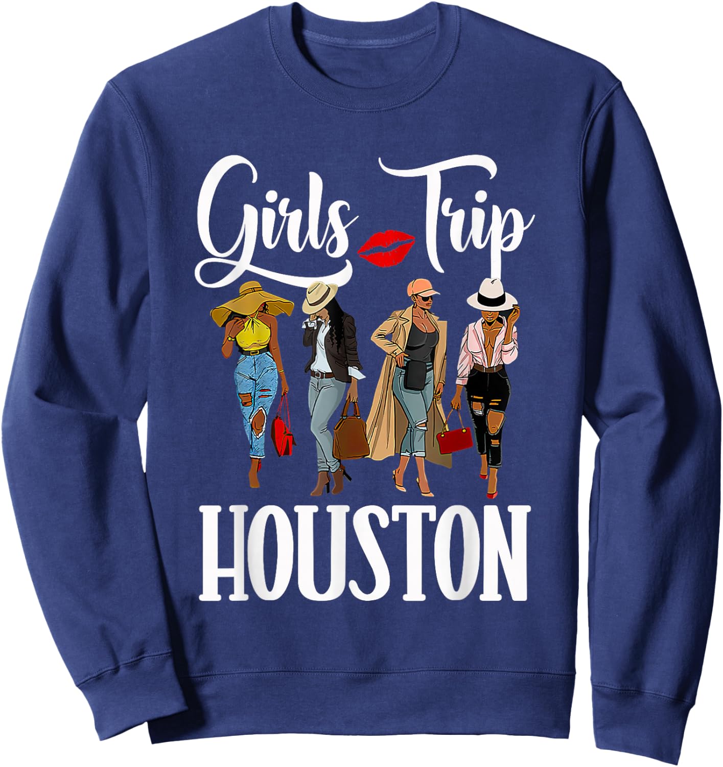 Girls Trip Houston For Melanin Afro Black Vacation Women Sweatshirt - Sweatshirt | Navy