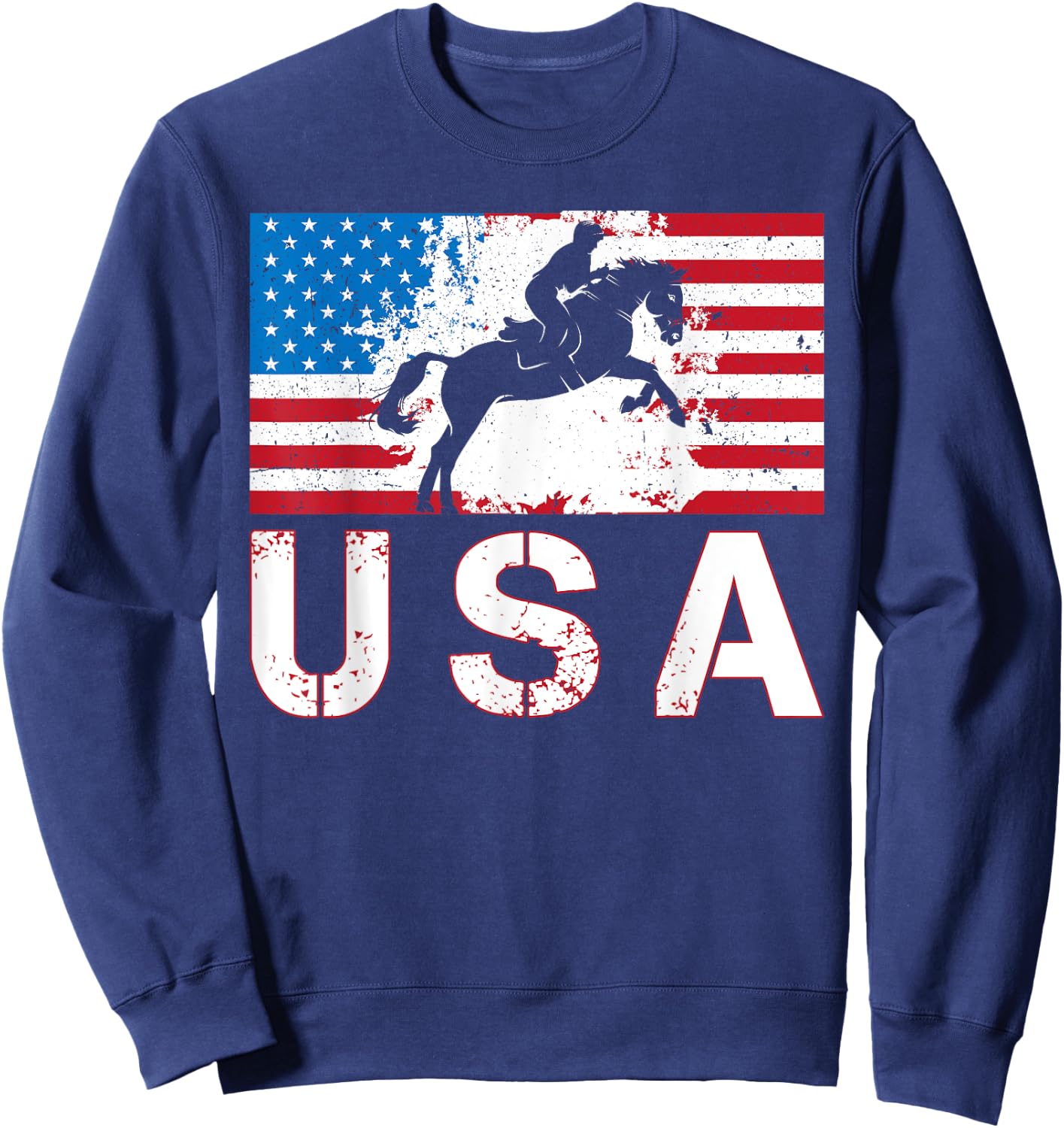USA Equestrian team American flag US Horses rider men women Sweatshirt - Sweatshirt | Navy