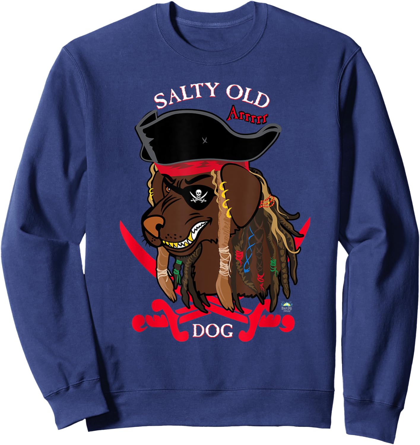 Salty Old Dog Pirate Women Kids Sweatshirt - Sweatshirt | Navy