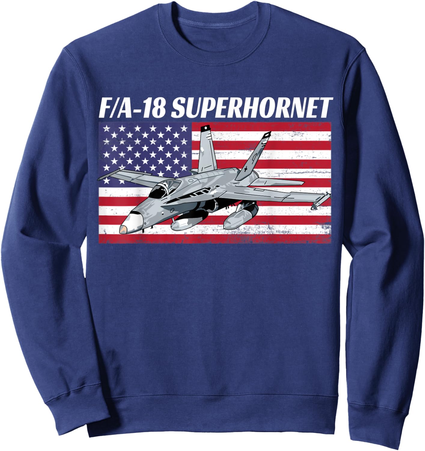 Patriotic American Naval F/A-18 Superhornet In Action. Kids Men Sweatshirt - Sweatshirt | Navy
