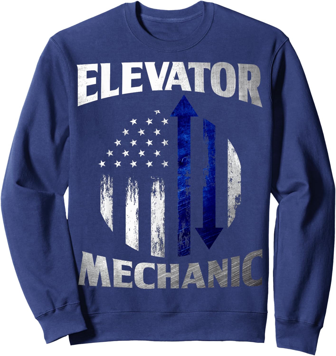 Elevator Mechanic American Flag Elevator Technician Sweatshirt - Sweatshirt | Navy