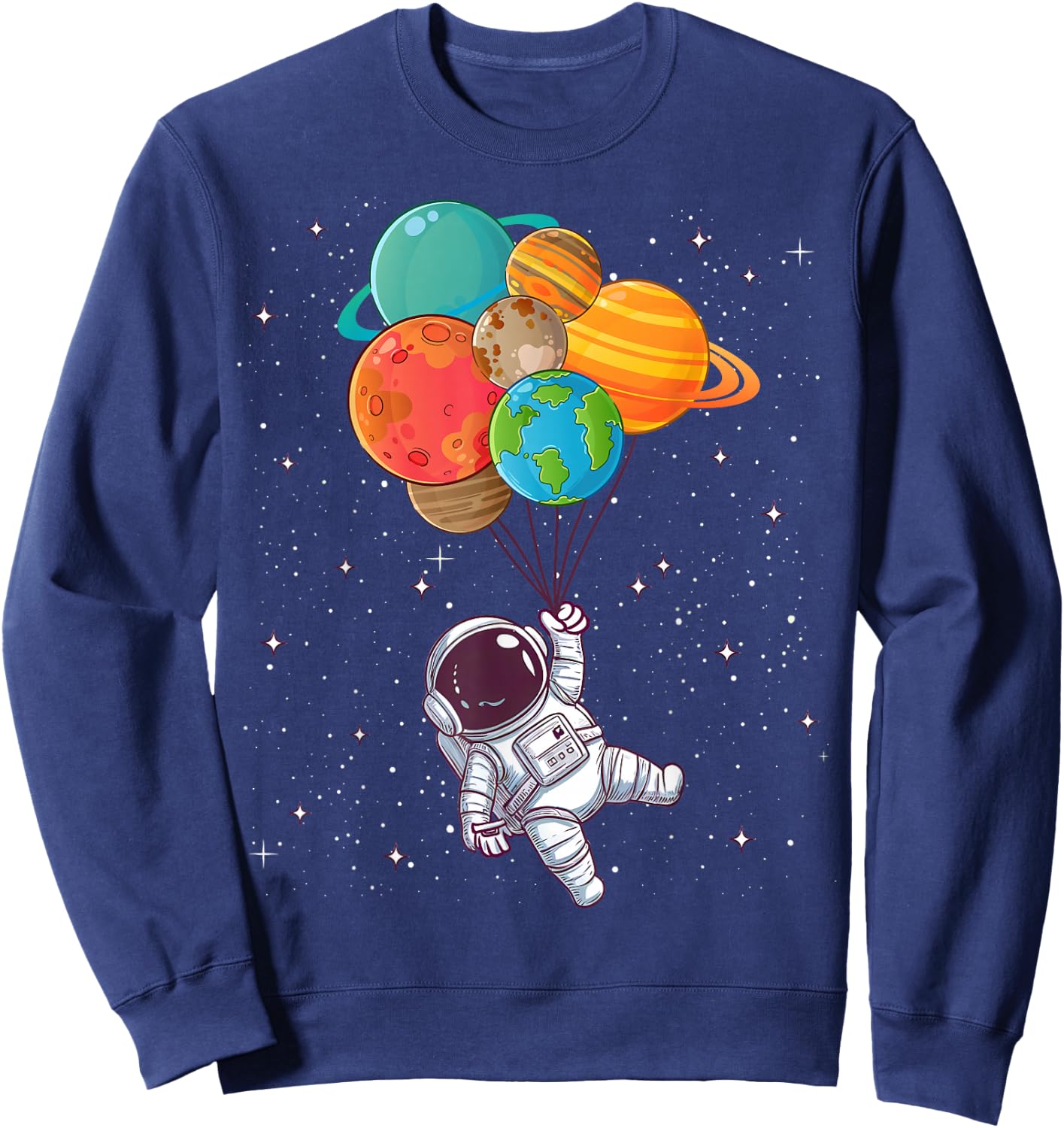 Galaxy Outer Space Astronaut Planets Balloon STEM Kids Boys Sweatshirt - Sweatshirt | Navy