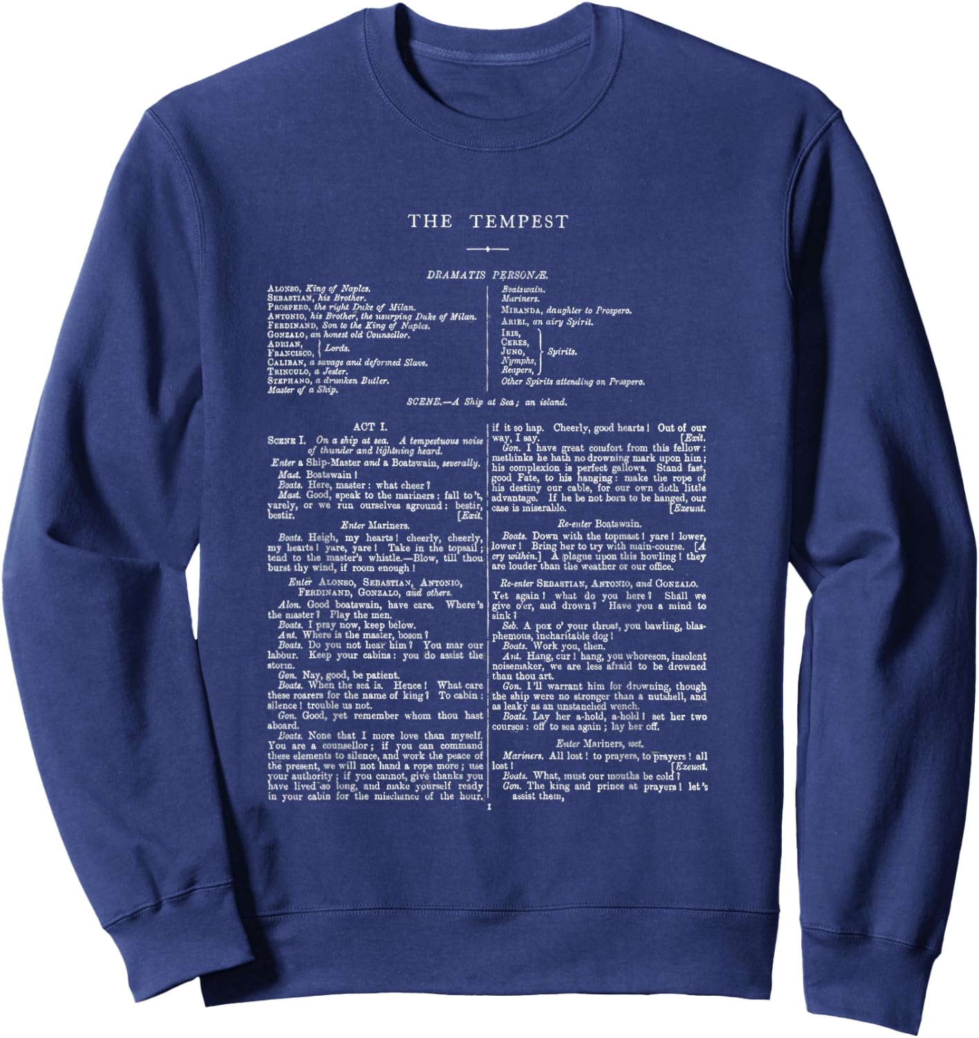 The Tempest William Shakespeare First Page Sweatshirt - Sweatshirt | Navy