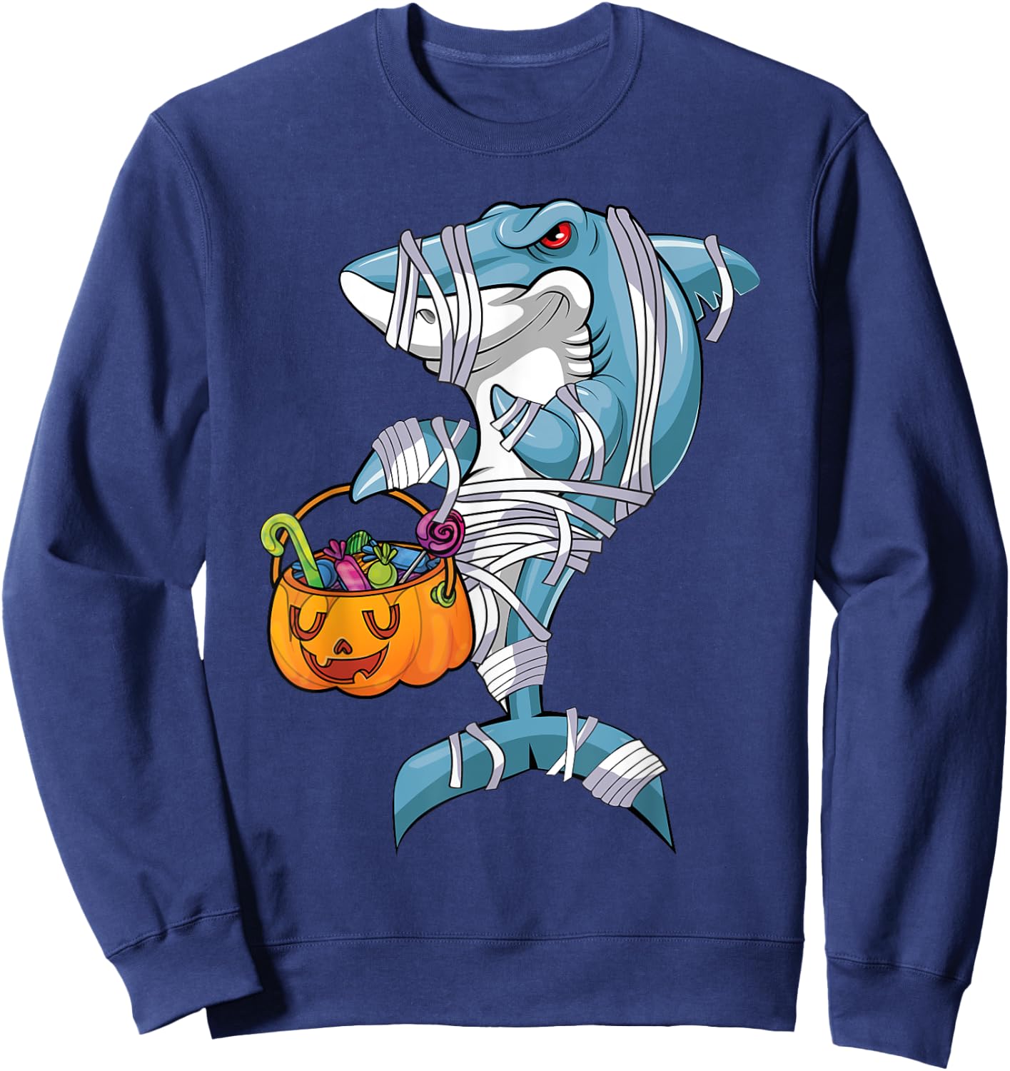 Baby Blue Halloween Shark Boo Boo Funny Family Shark Sweatshirt - Sweatshirt | Navy