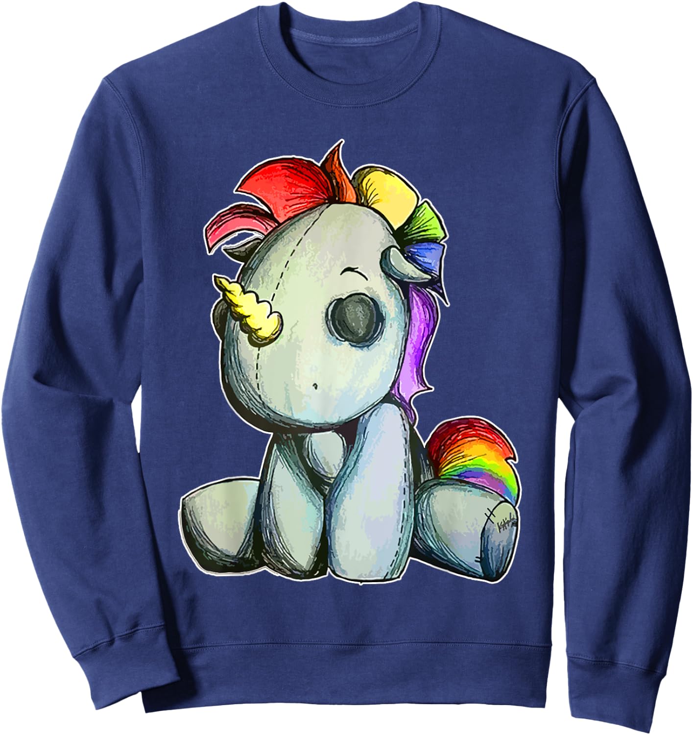 Funny Unicorn Pastel Goth Voodoo Doll Halloween Costume Day Sweatshirt - Sweatshirt | Navy